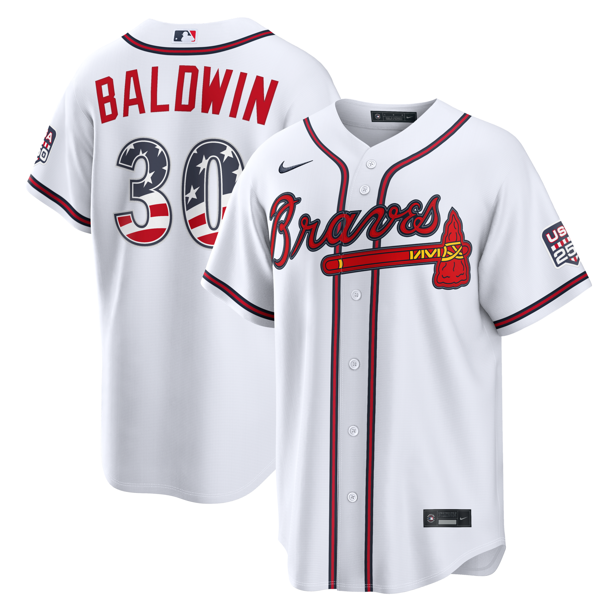 Fourth of July Atlanta Braves Drake Baldwin Nike White USA 250 Stadium Jersey