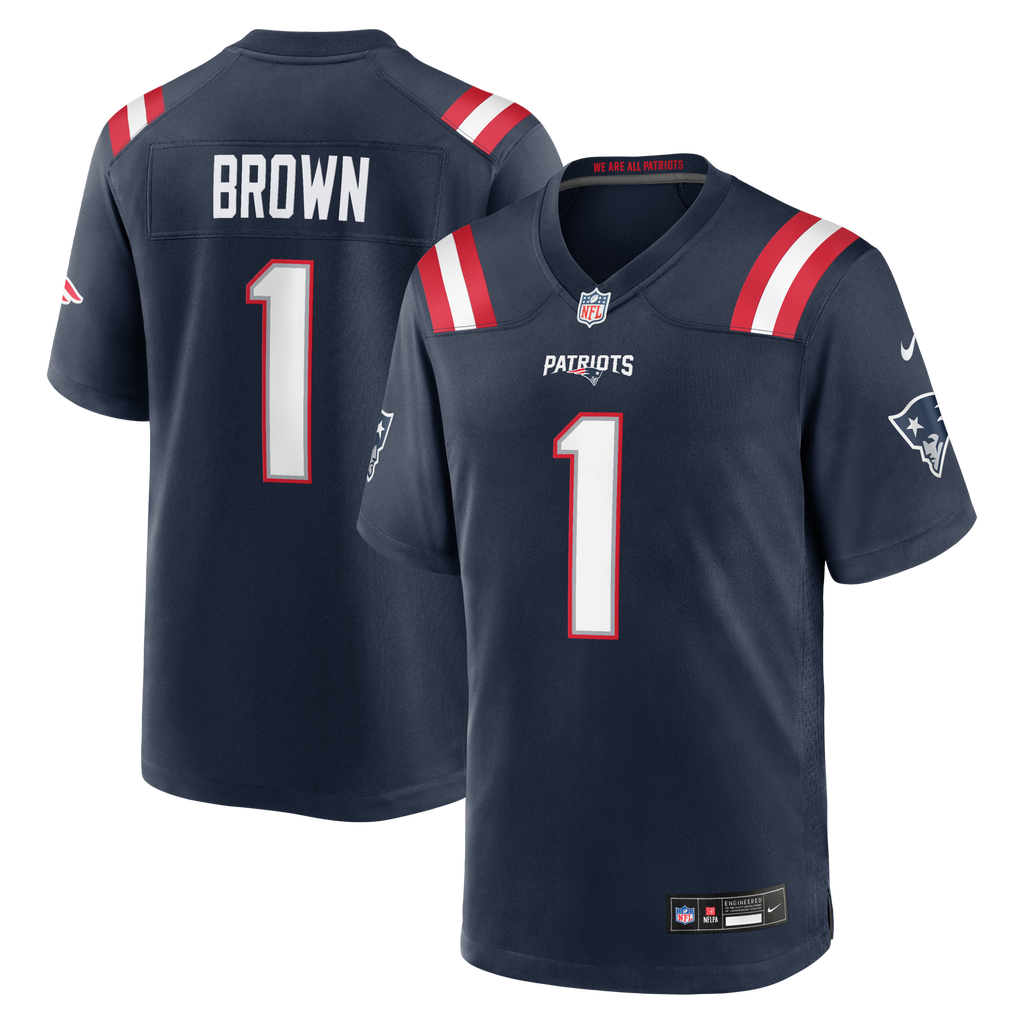 New England Patriots A.J. Brown Nike Navy Team Game Jersey
