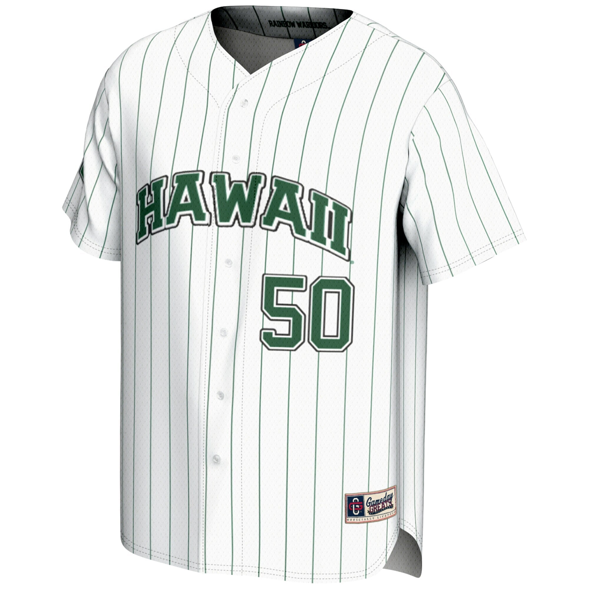 GameDay Greats #1 White Hawaii Rainbow Warriors Lightweight Baseball Jersey