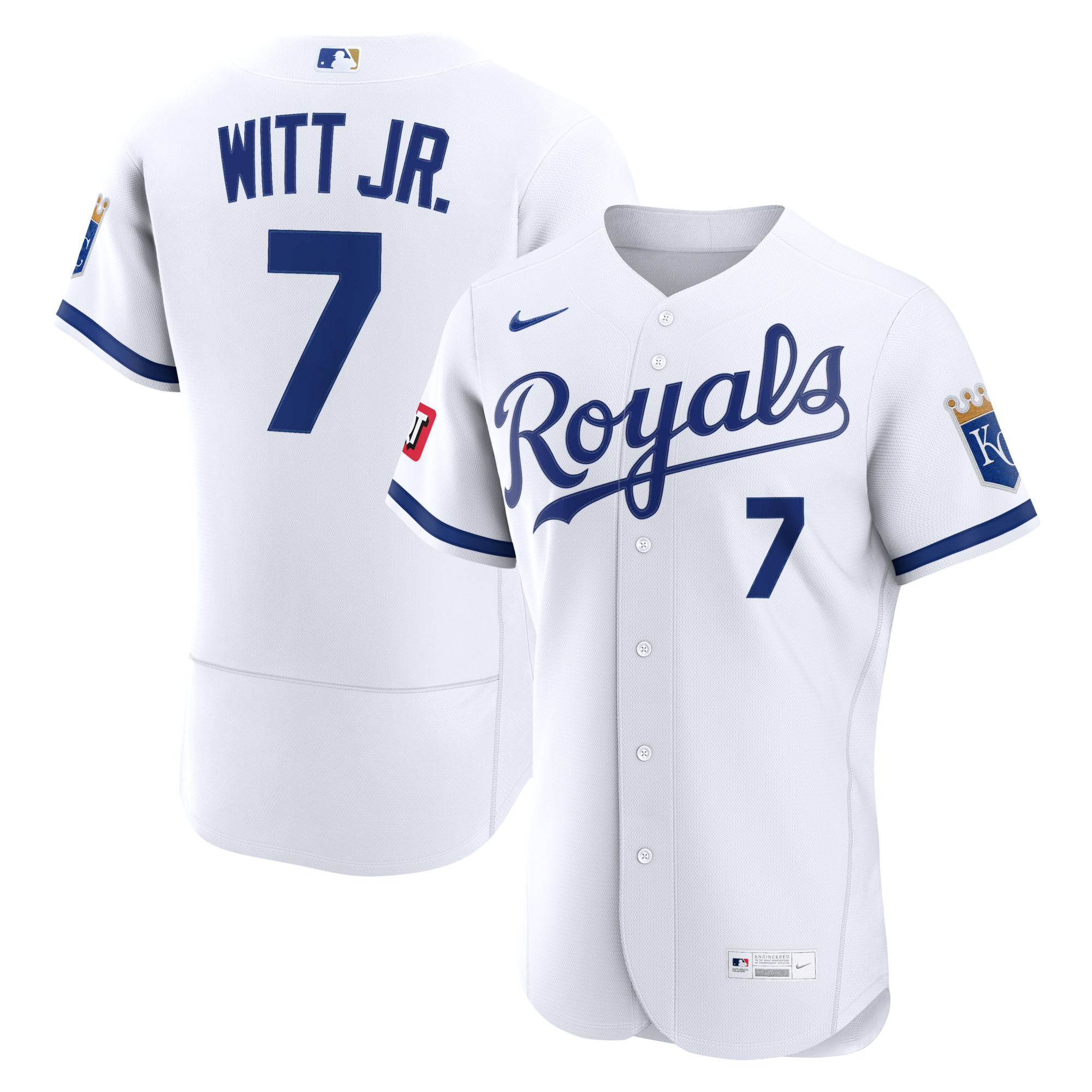Kansas City Royals Bobby Witt Jr. Nike White Home Authentic Sponsor Patch Jersey