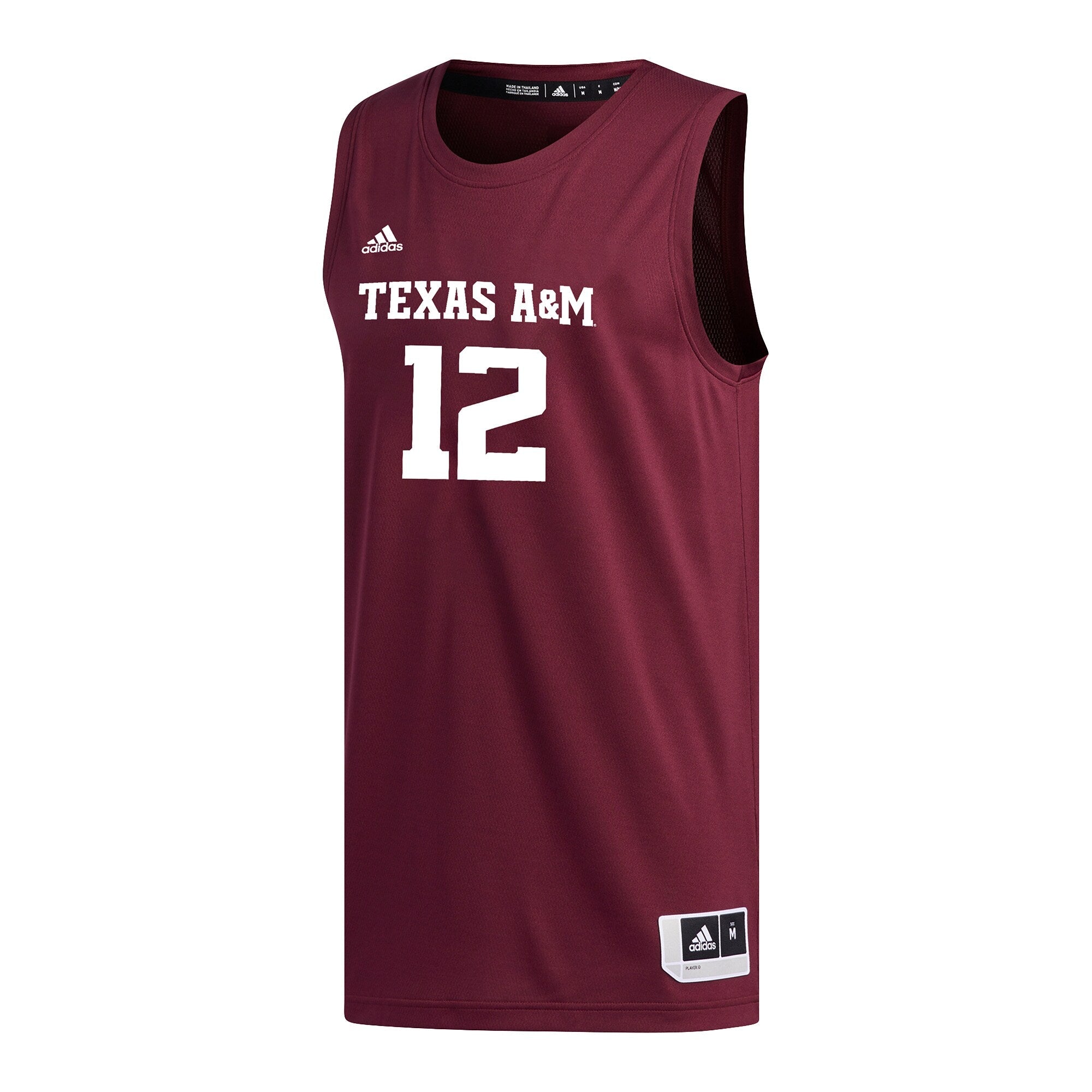 adidas #12 Maroon Texas A&M Aggies Replica Basketball Jersey