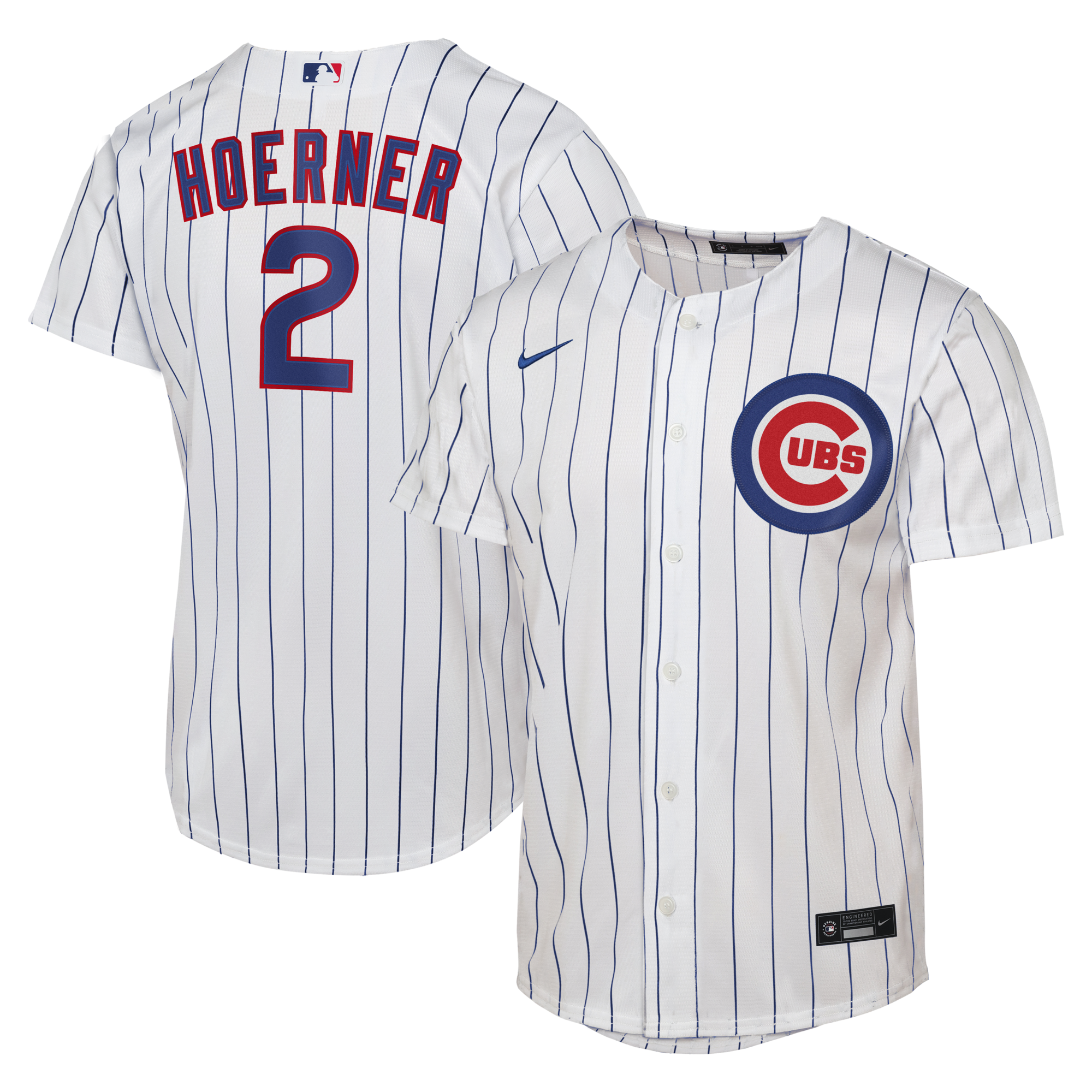 Male Chicago Cubs Nico Hoerner Nike White Home Replica Jersey