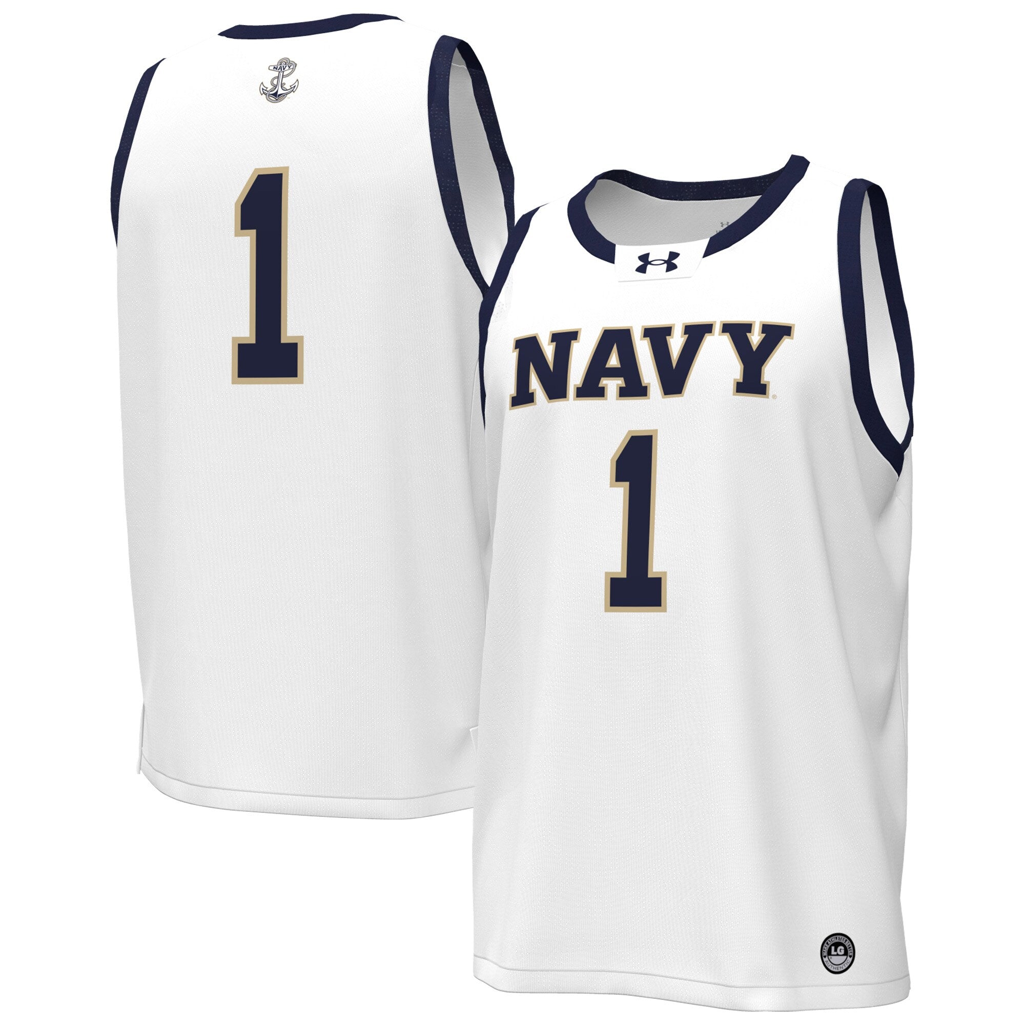 Under Armour White Navy Midshipmen #1 Replica Basketball Jersey