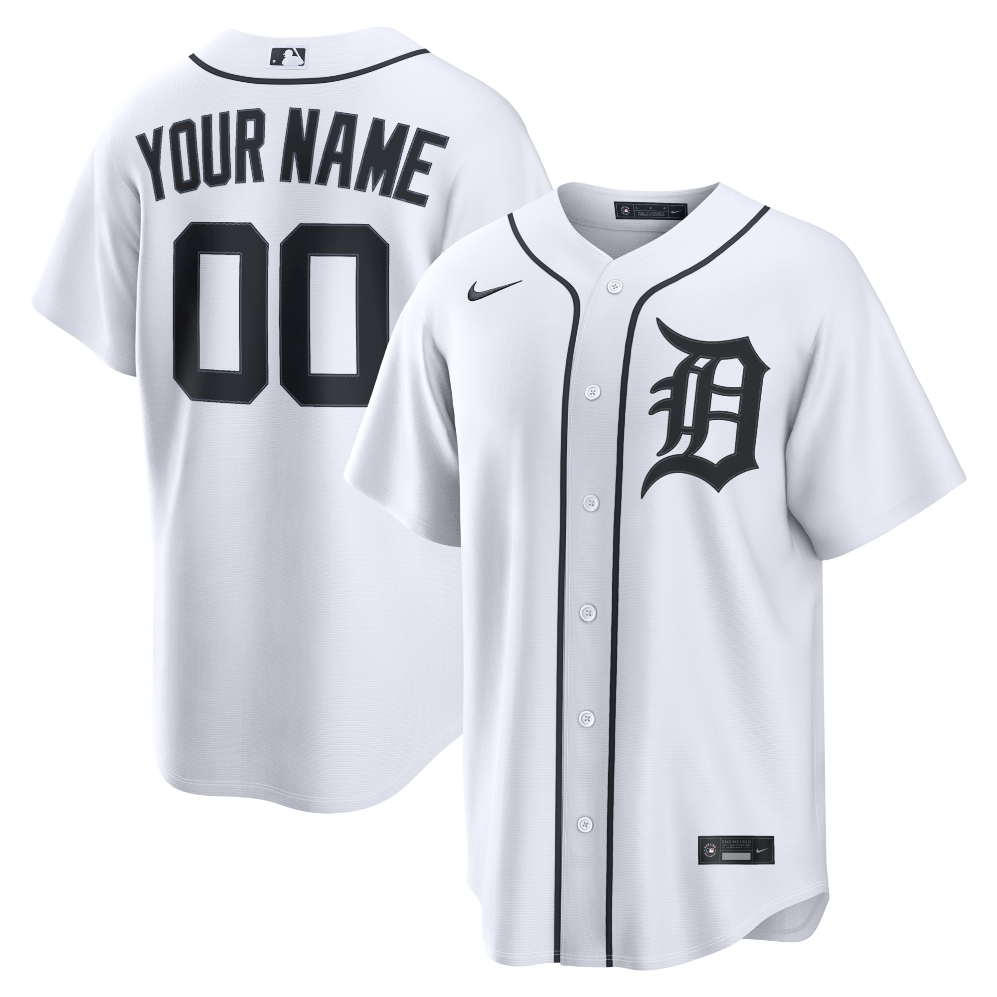 Detroit Tigers Nike White Home Replica Custom Jersey