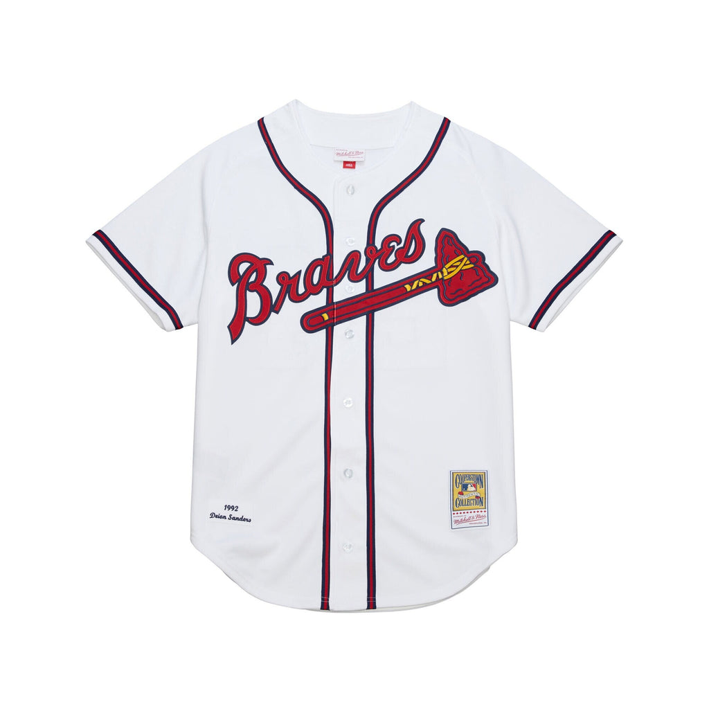 Atlanta Braves Deion Sanders Mitchell & Ness White Cooperstown Collection 1992 Authentic Jersey