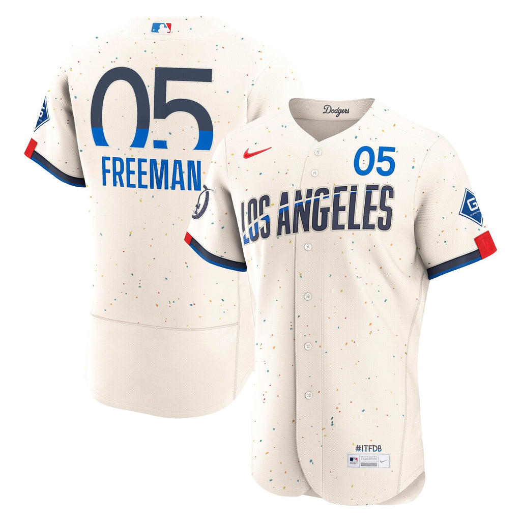 Los Angeles Dodgers Freddie Freeman Nike Cream City Connect Authentic Sponsor Patch Jersey