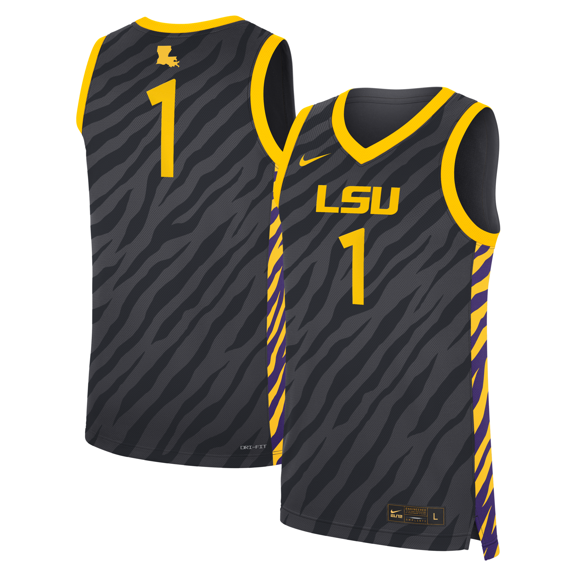 Nike #1 Anthracite LSU Tigers Replica Basketball Jersey