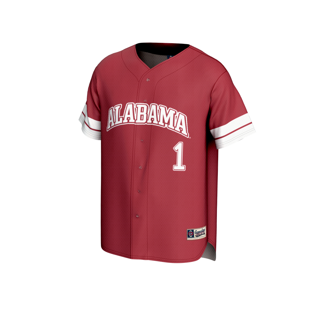 GameDay Greats #1 Crimson Alabama Crimson Tide Lightweight Collegiate Baseball Fashion Jersey