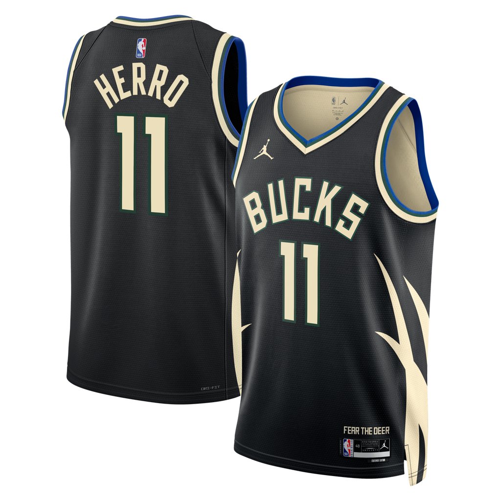 Milwaukee Bucks Jordan Brand Statement Edition Swingman Jersey - Hunter Green - Tyler Herro