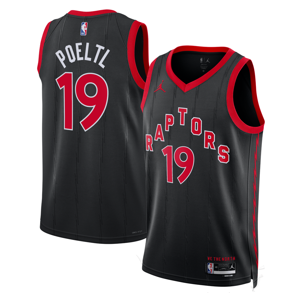 Toronto Raptors Jordan Brand Statement Edition Swingman Jersey - Black - Jakob Poeltl