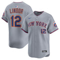 New York Mets Francisco Lindor Nike Gray Road Limited Player Jersey