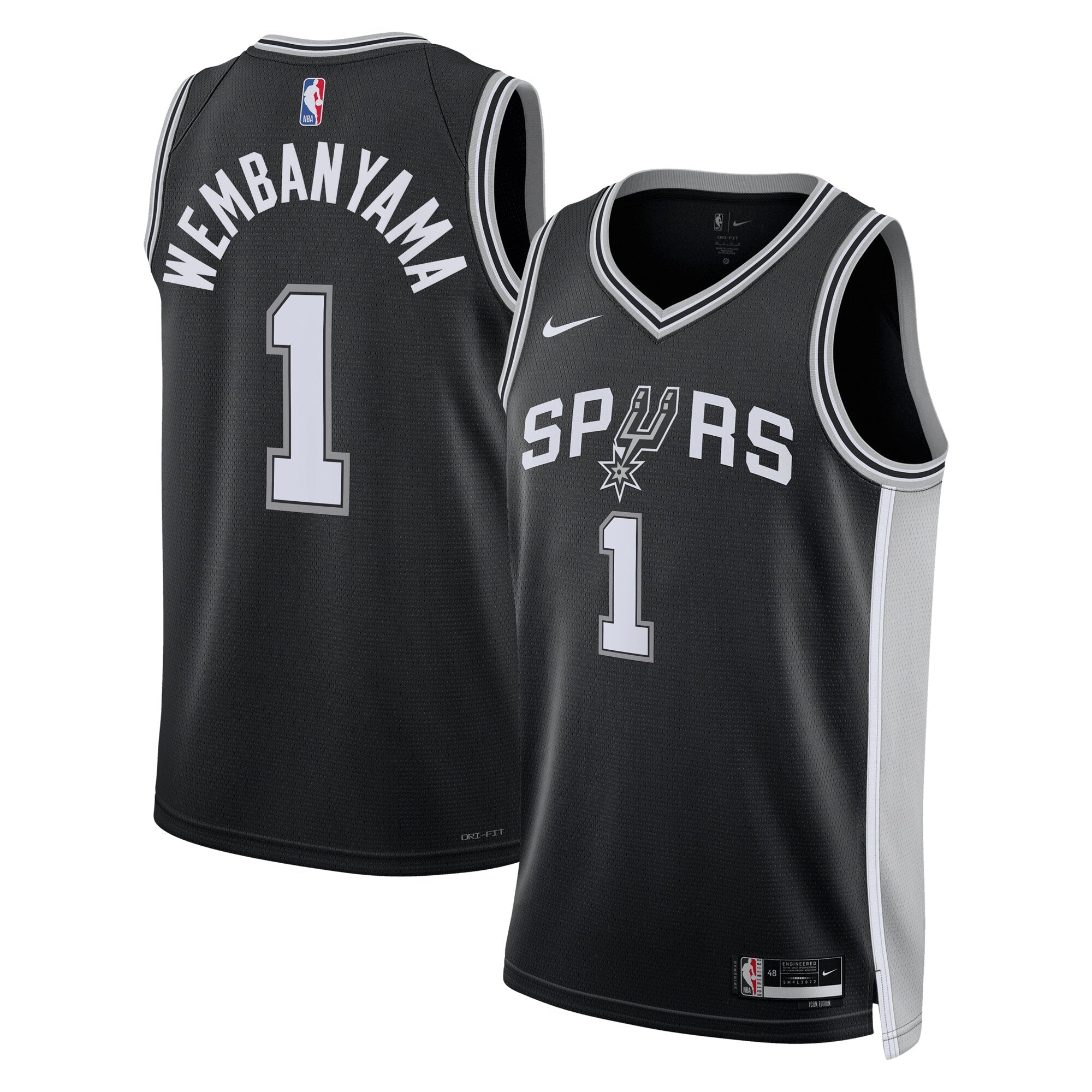 San Antonio Spurs Nike Icon Edition Swingman Jersey - Black - Victor Wembanyama