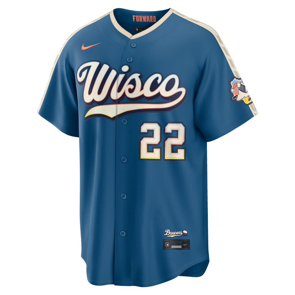Milwaukee Brewers Christian Yelich Nike Mineral Blue 2026 City Connect Stadium Jersey