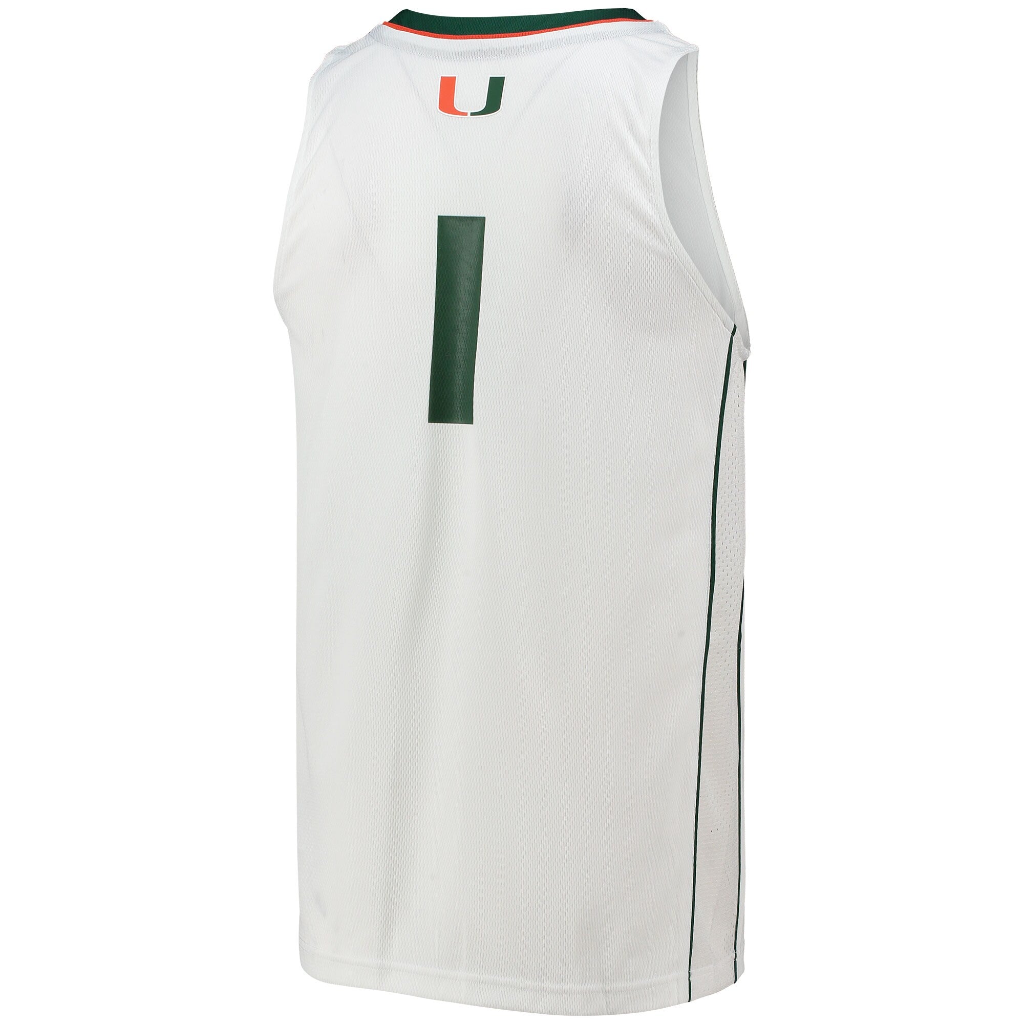 adidas #1 White Miami Hurricanes Team Swingman Basketball Jersey