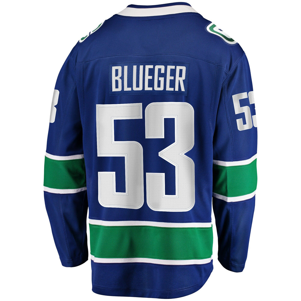 Vancouver Canucks Teddy Blueger Fanatics Blue Home Breakaway Jersey