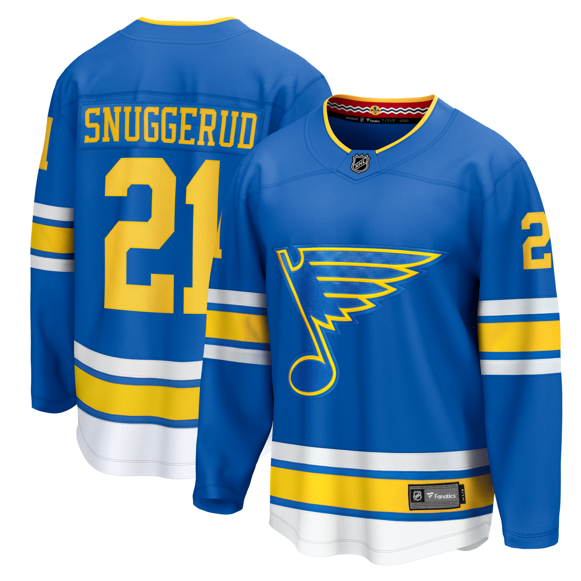 St. Louis Blues Jimmy Snuggerud Fanatics Blue Home Breakaway Jersey