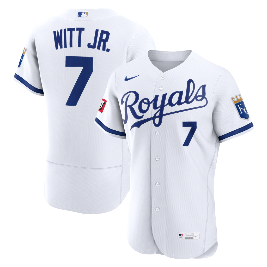 Kansas City Royals Bobby Witt Jr. Nike White Home Authentic Sponsor Patch Jersey