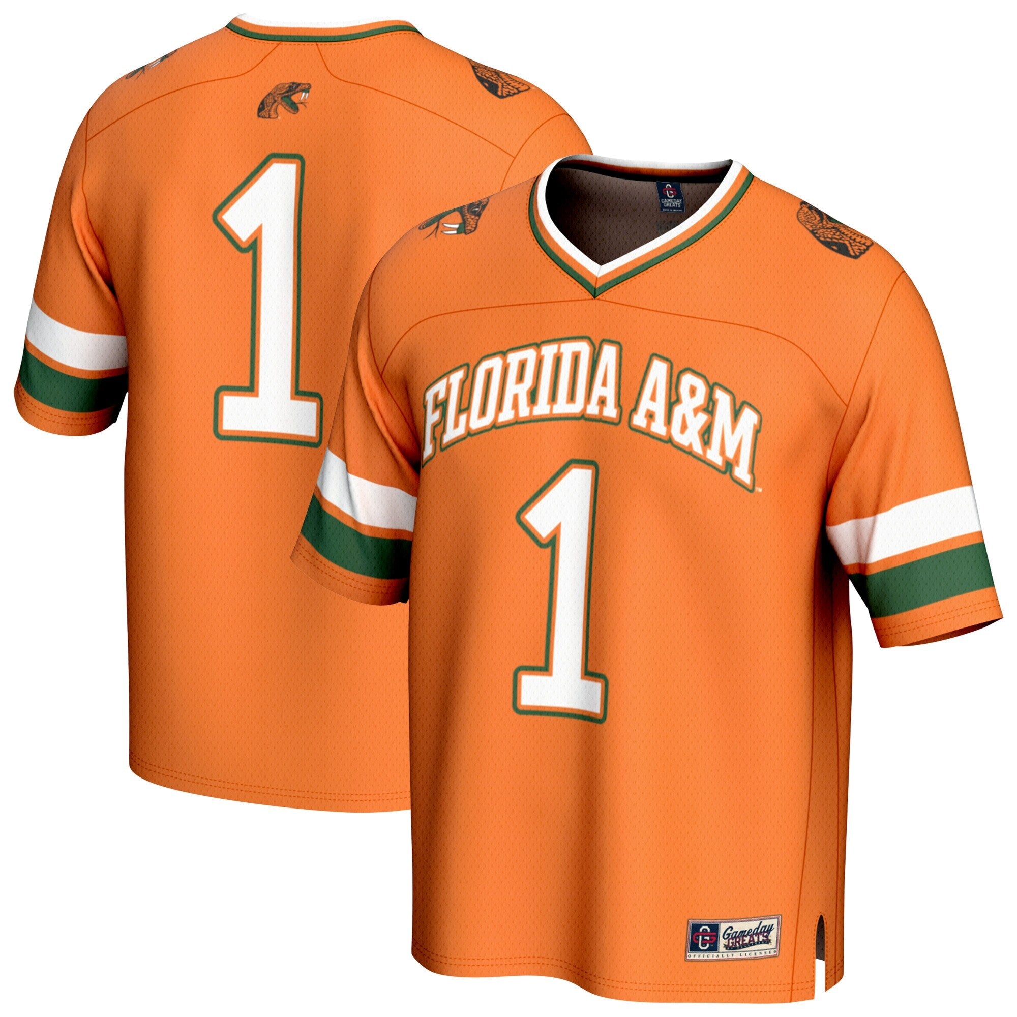 GameDay Greats #1 Orange Florida A&M Rattlers Collegiate Football Fashion Jersey