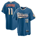 Milwaukee Brewers Jackson Chourio Nike Mineral Blue 2026 City Connect Stadium Jersey