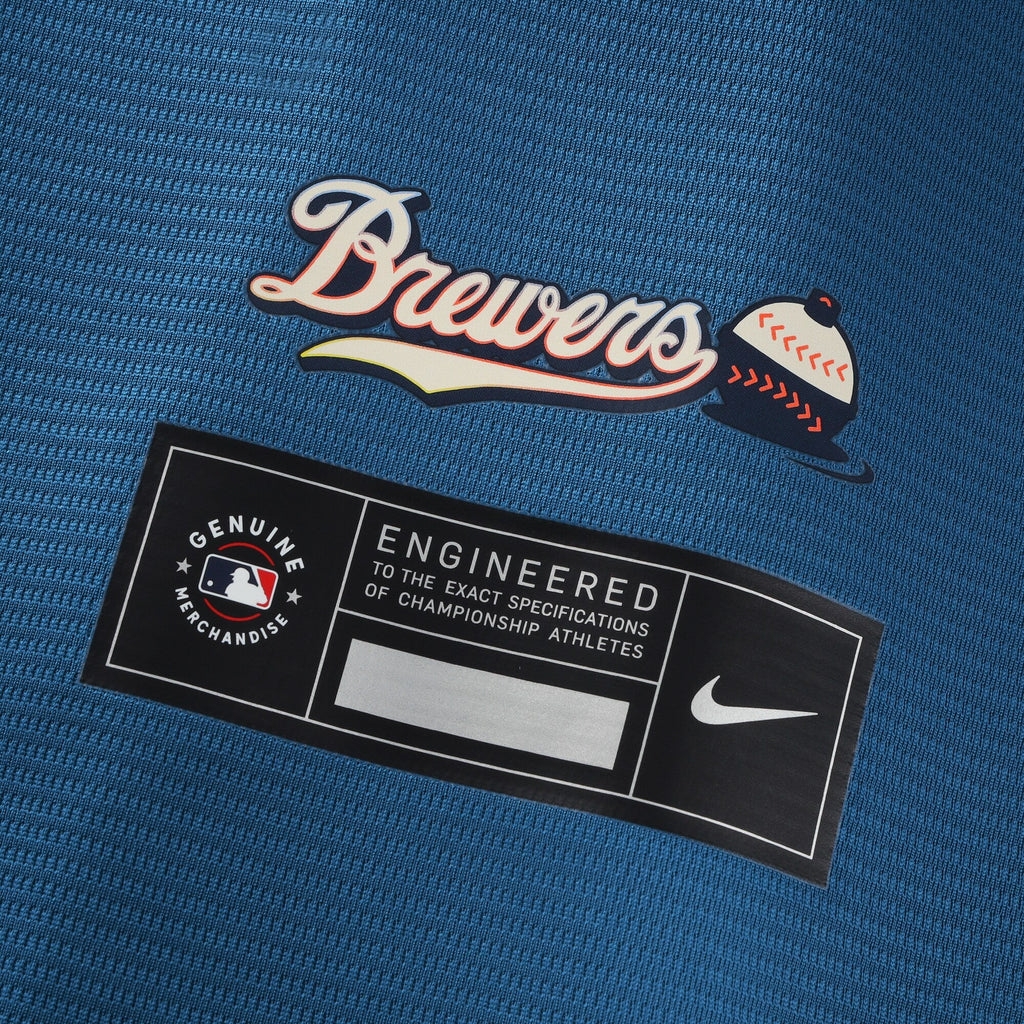 Milwaukee Brewers Jackson Chourio Nike Mineral Blue 2026 City Connect Stadium Jersey