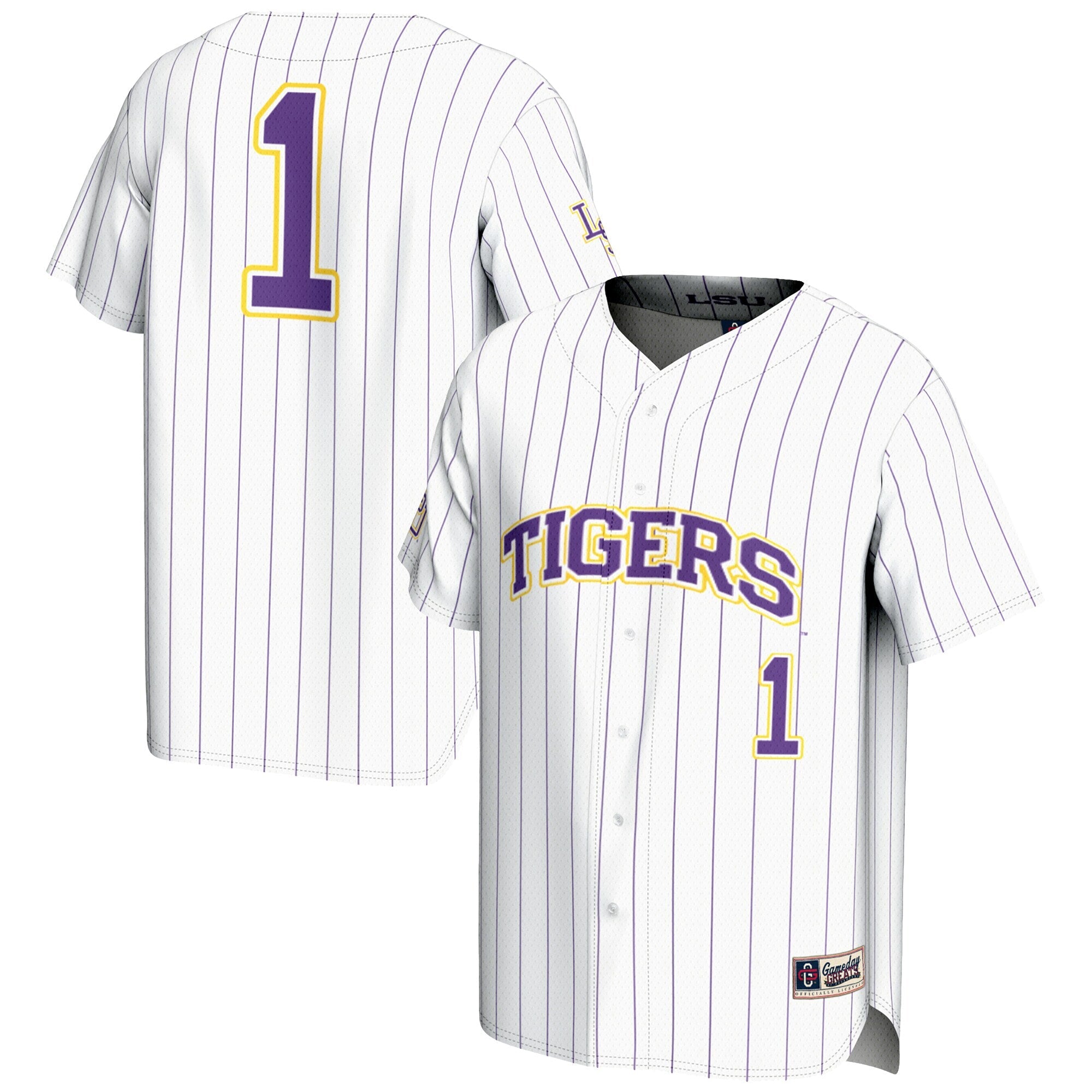 GameDay Greats #1 White LSU Tigers Lightweight Baseball Jersey