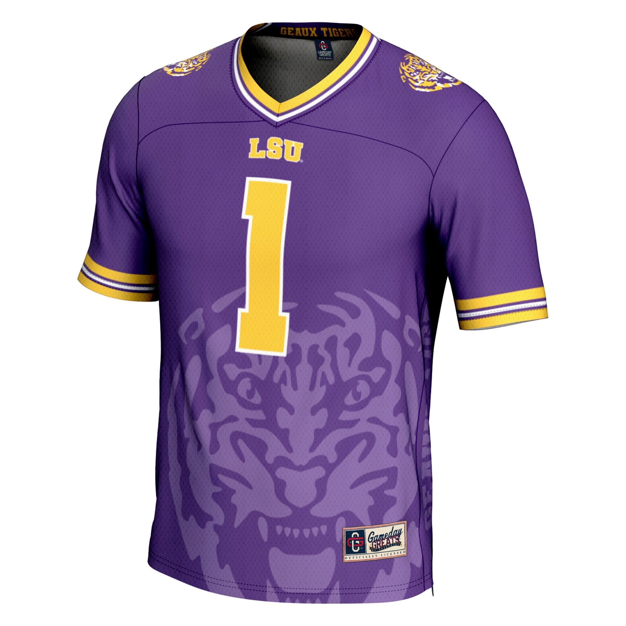 GameDay Greats #1 Purple LSU Tigers Icon Print Football Fashion Jersey