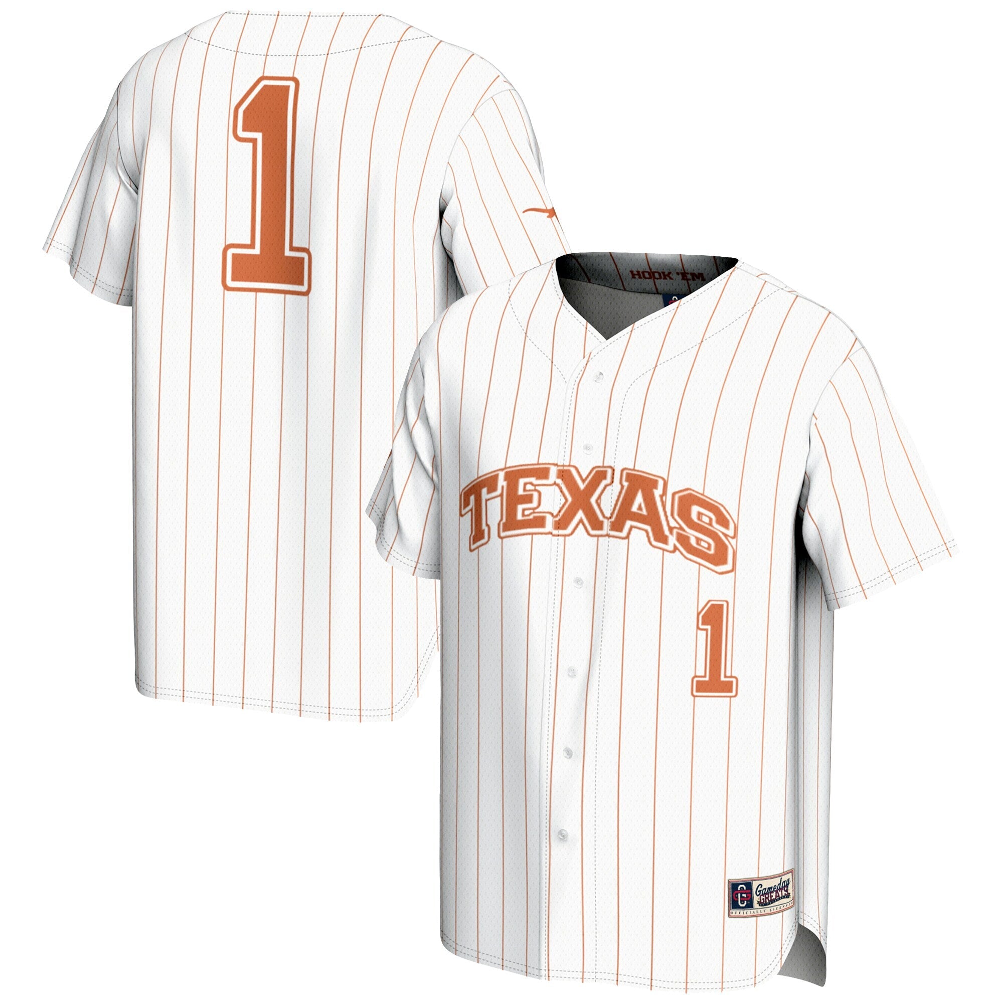 GameDay Greats #1 White Texas Longhorns Lightweight Baseball Jersey