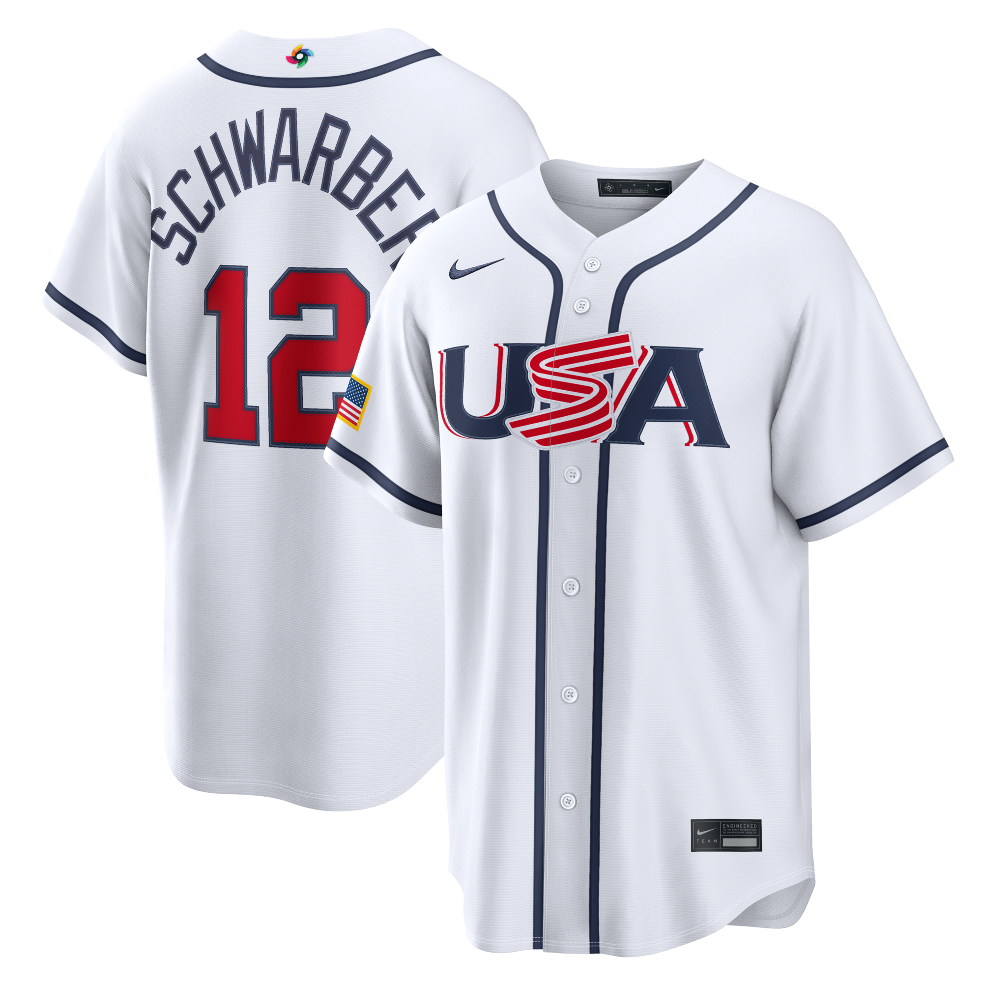 USA Baseball Kyle Schwarber Nike White 2026 World Baseball Classic Home Stadium Jersey