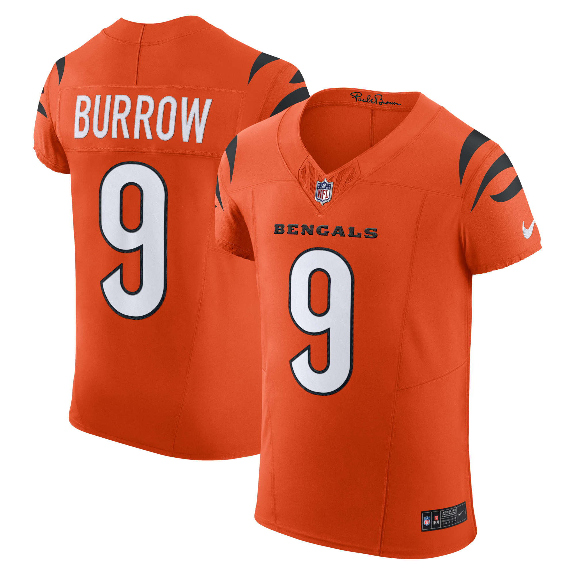 Cincinnati Bengals Joe Burrow Nike Orange Team Vapor F.U.S.E. Elite Jersey