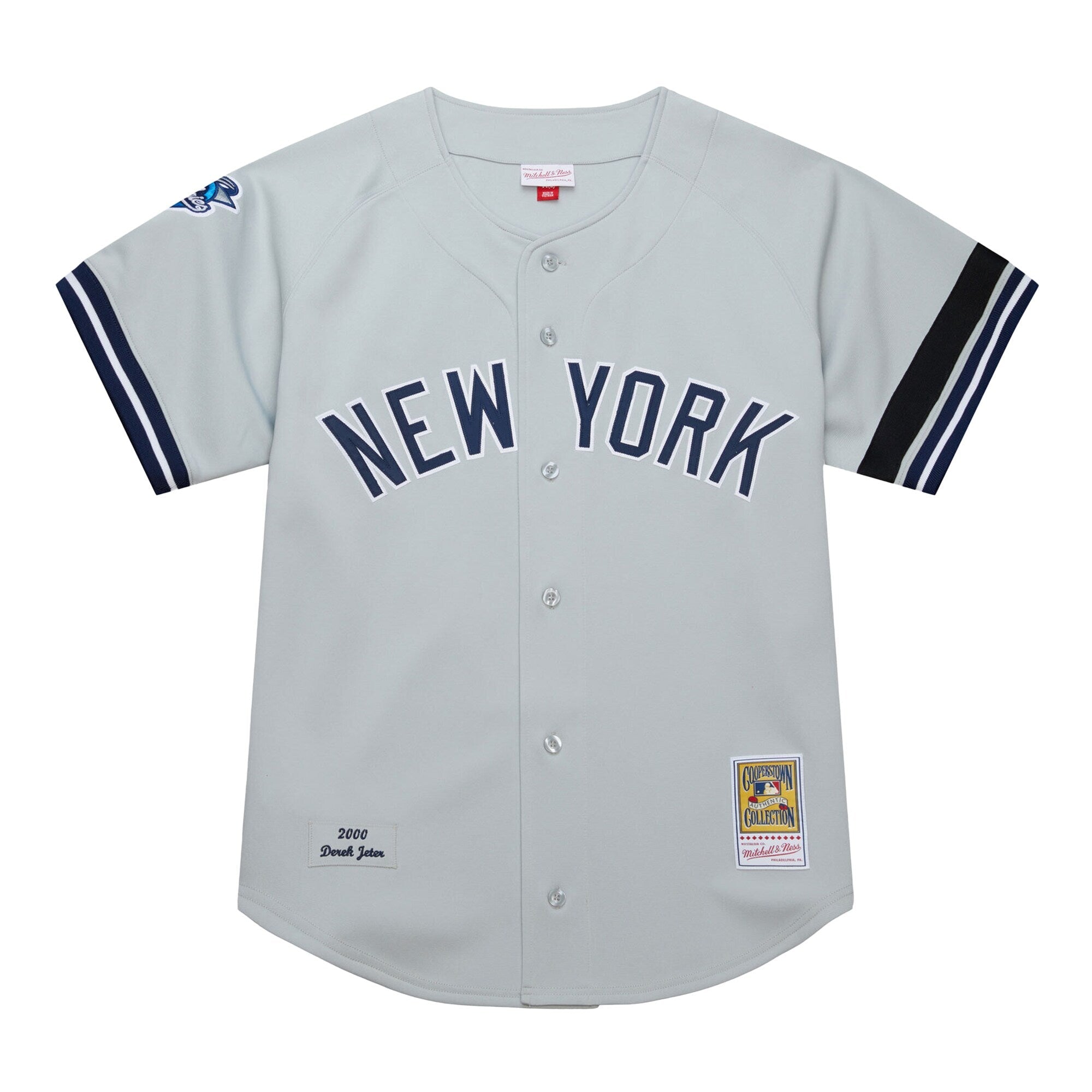 New York Yankees Derek Jeter Mitchell & Ness Gray Cooperstown Collection 2000 World Series Authentic Jersey