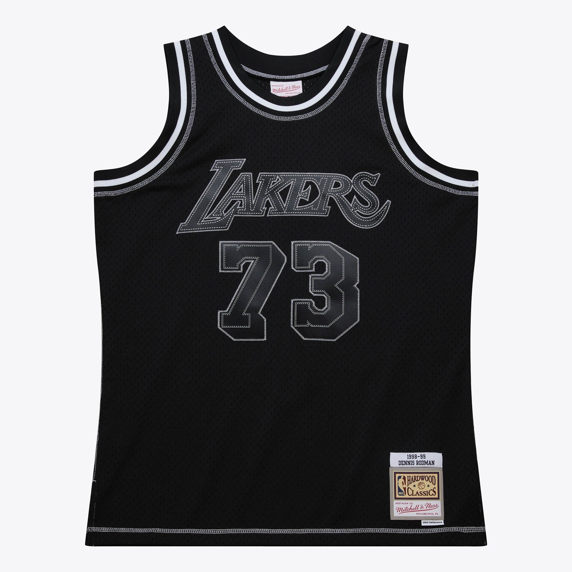 Los Angeles Lakers Mitchell & Ness Dennis Rodman 1998 Contrast 2K Swingman Jersey - Black