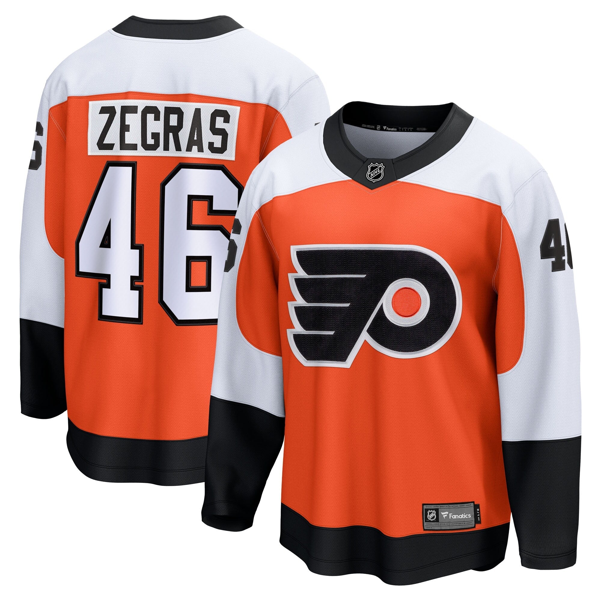 Philadelphia Flyers Trevor Zegras Fanatics Orange Home Breakaway Jersey