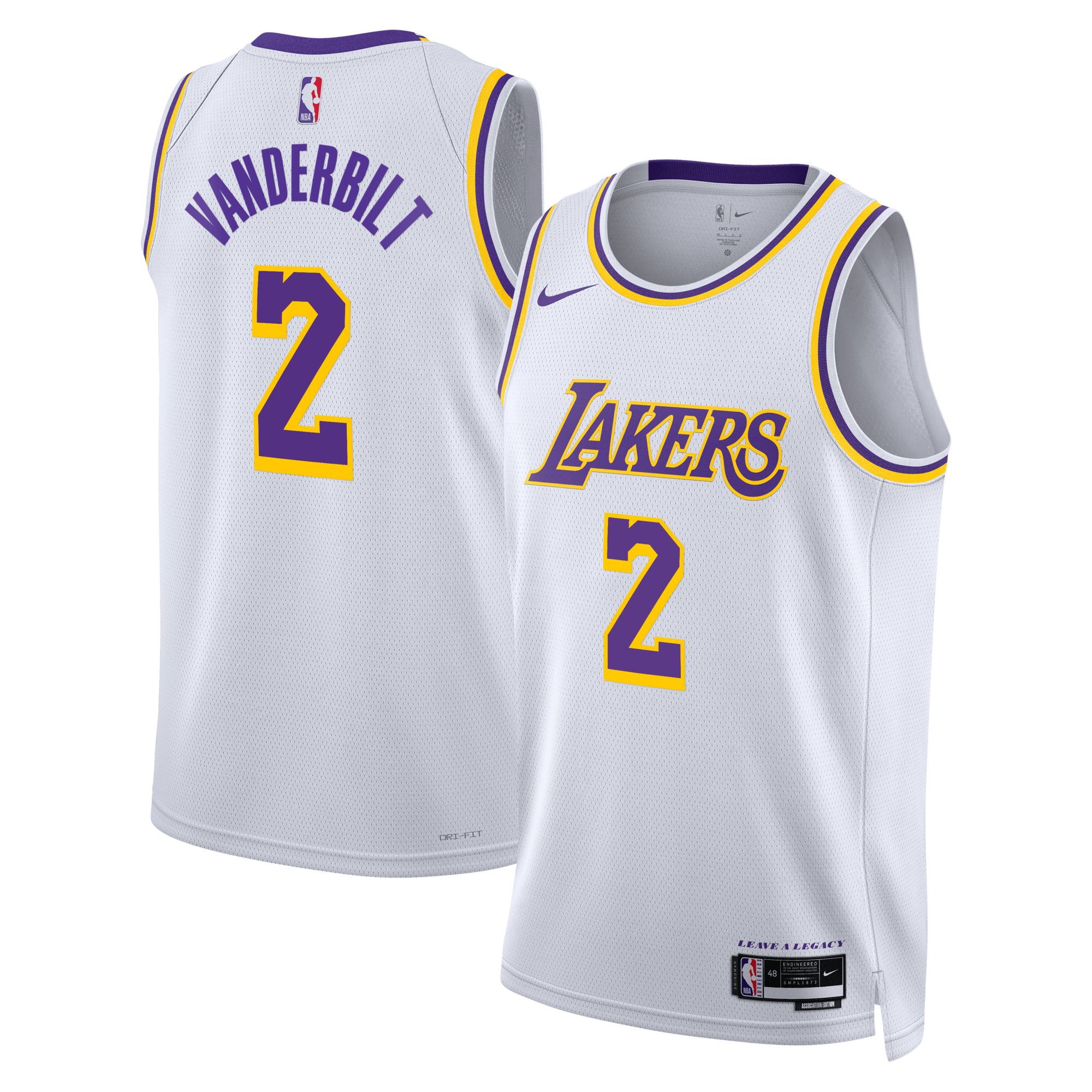 Los Angeles Lakers Nike Association Edition Swingman Jersey - White - Jarred Vanderbilt