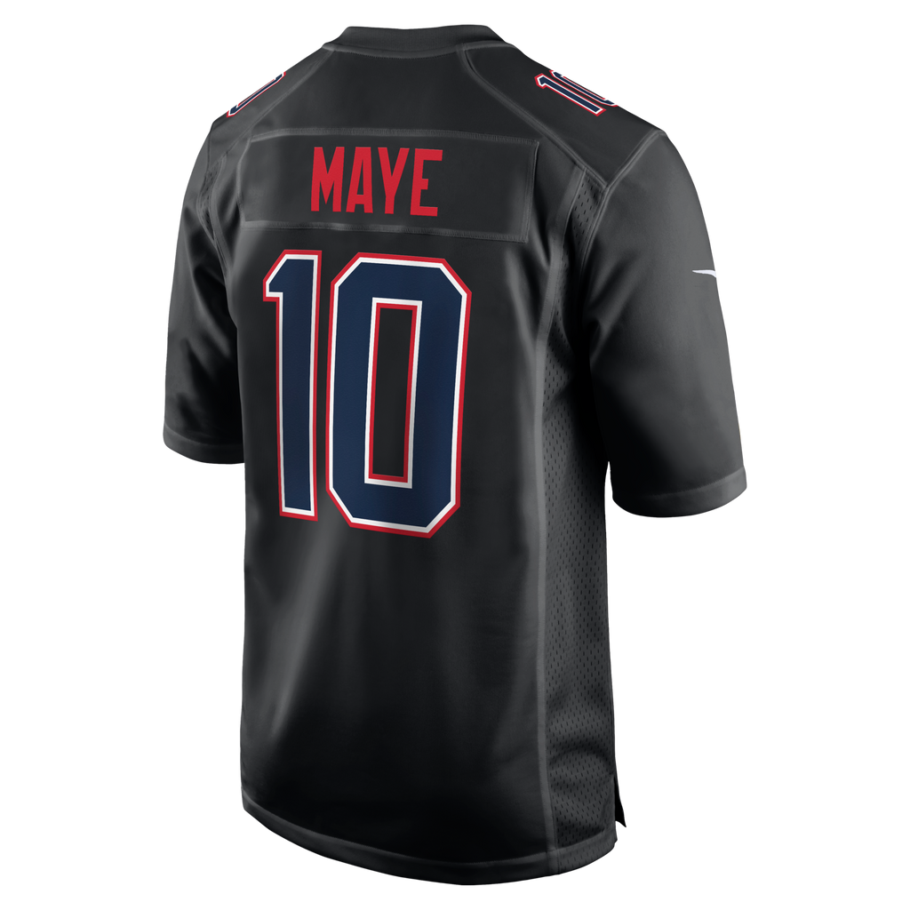 New England Patriots Drake Maye Nike Carbon Black Game Jersey