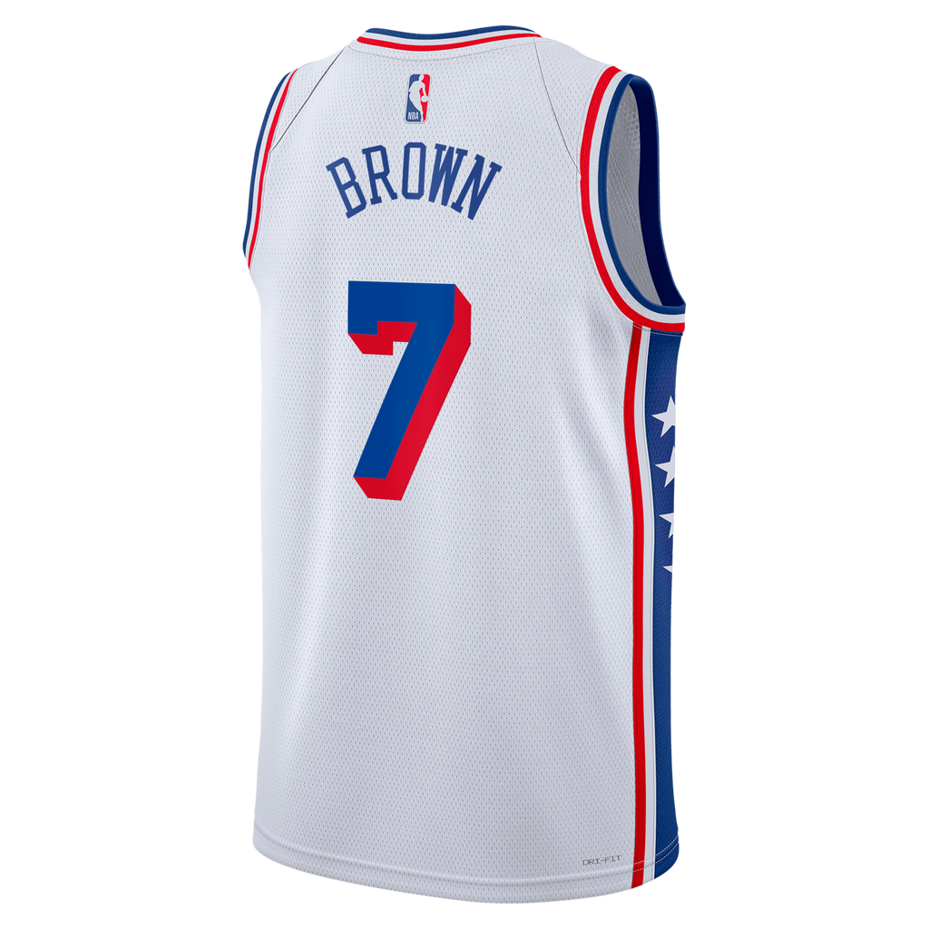 Philadelphia 76ers Nike Association Edition Swingman Jersey - White - Jaylen Brown