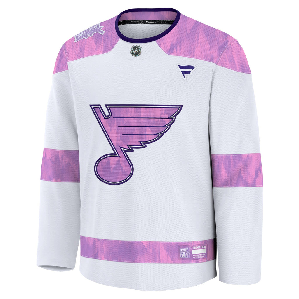 St. Louis Blues Fanatics White 2024 Hockey Fights Cancer Practice Jersey