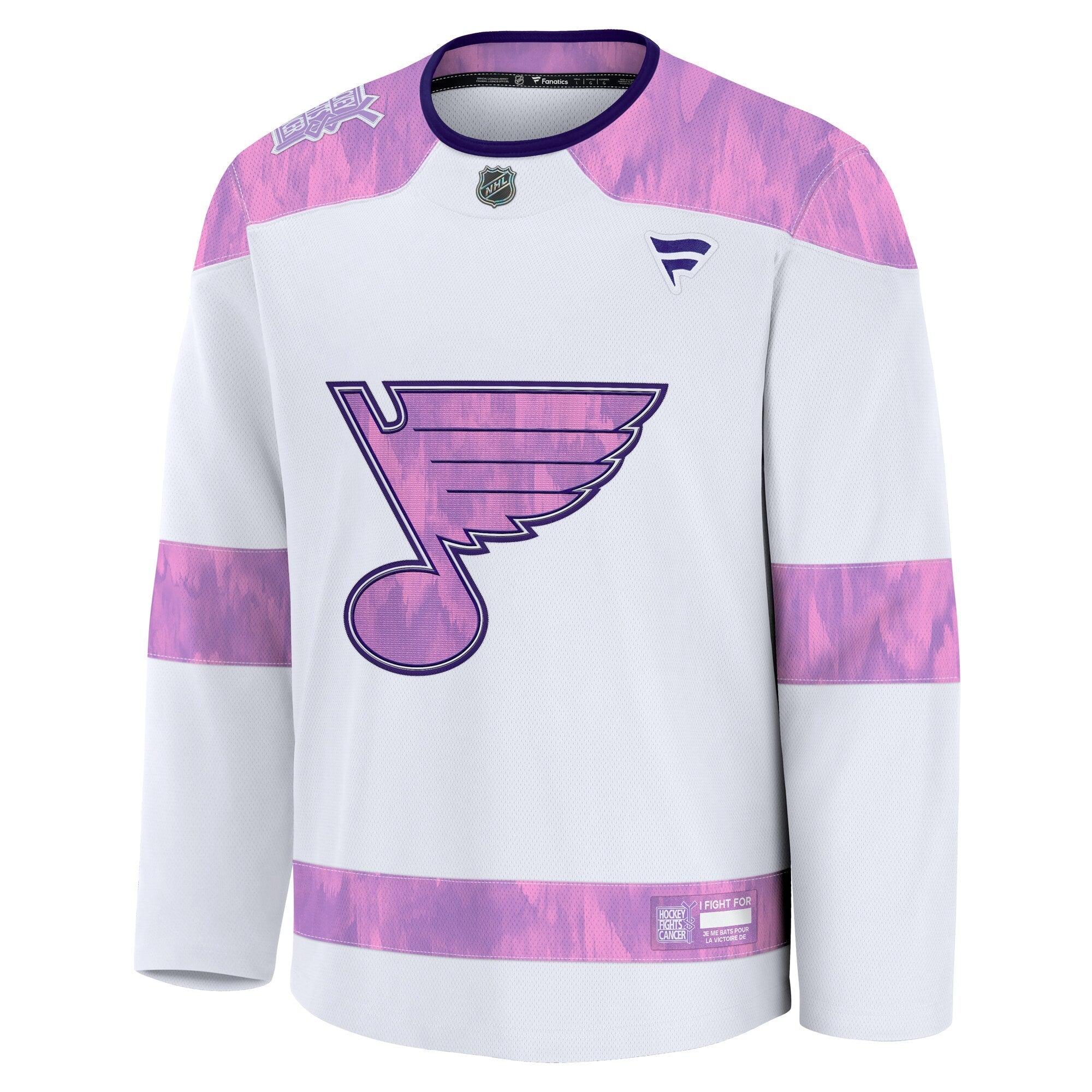 St. Louis Blues Fanatics White 2024 Hockey Fights Cancer Practice Jersey