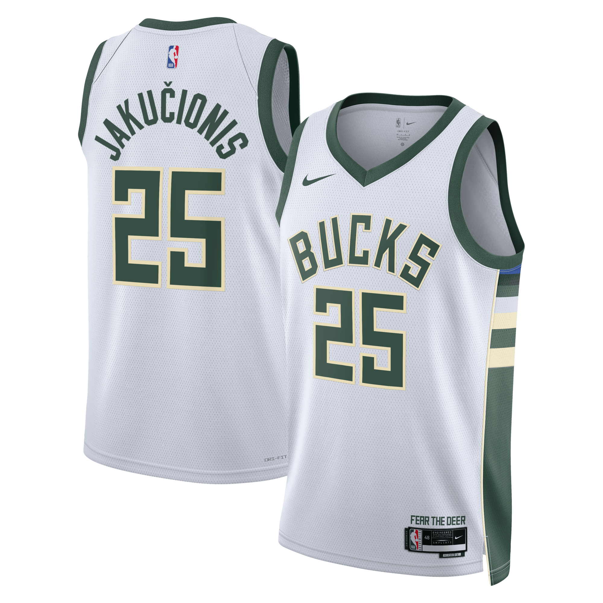 Milwaukee Bucks Nike Association Edition Swingman Jersey - White - Kasparas Jaku?ionis