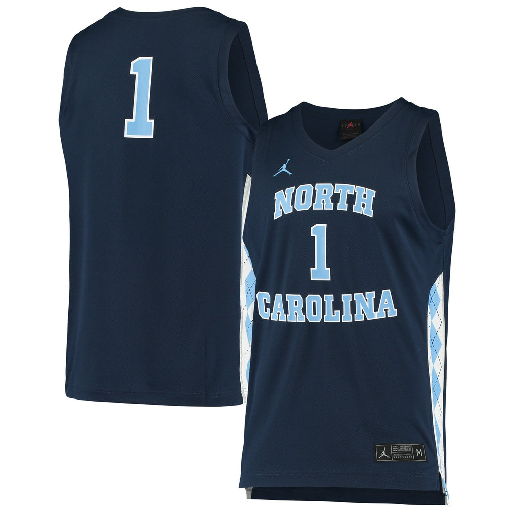 Jordan Brand #1 Navy North Carolina Tar Heels Replica Basketball Jersey