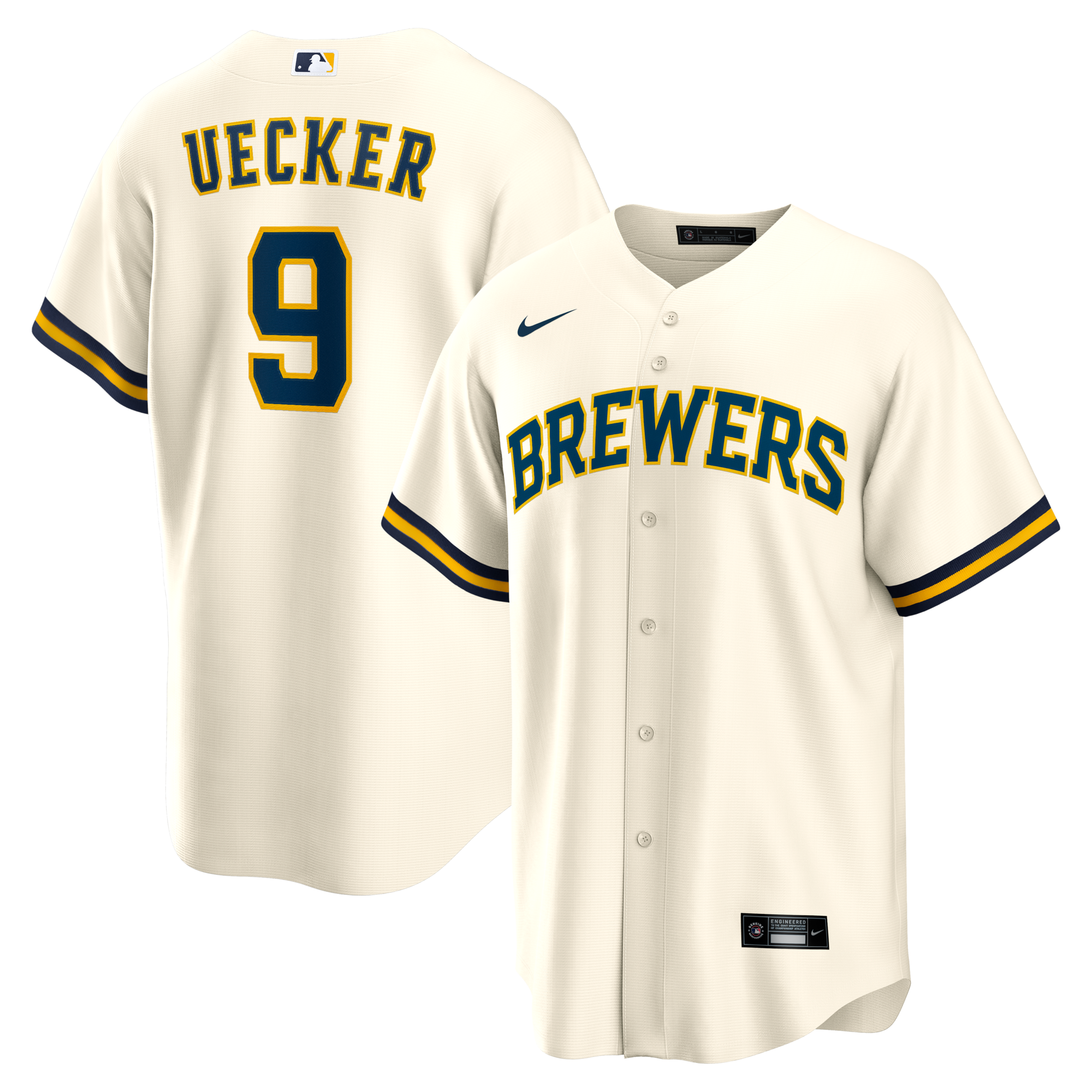 Milwaukee Brewers Bob Uecker Nike Cream Home Retired Player Replica Jersey