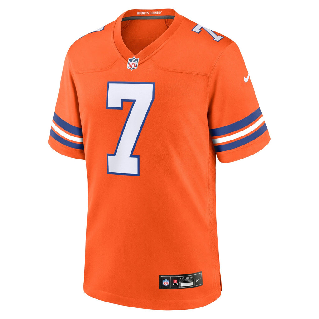 Denver Broncos John Elway Nike Orange Mile High Collection 1977 Throwback Retired Player Game Jersey