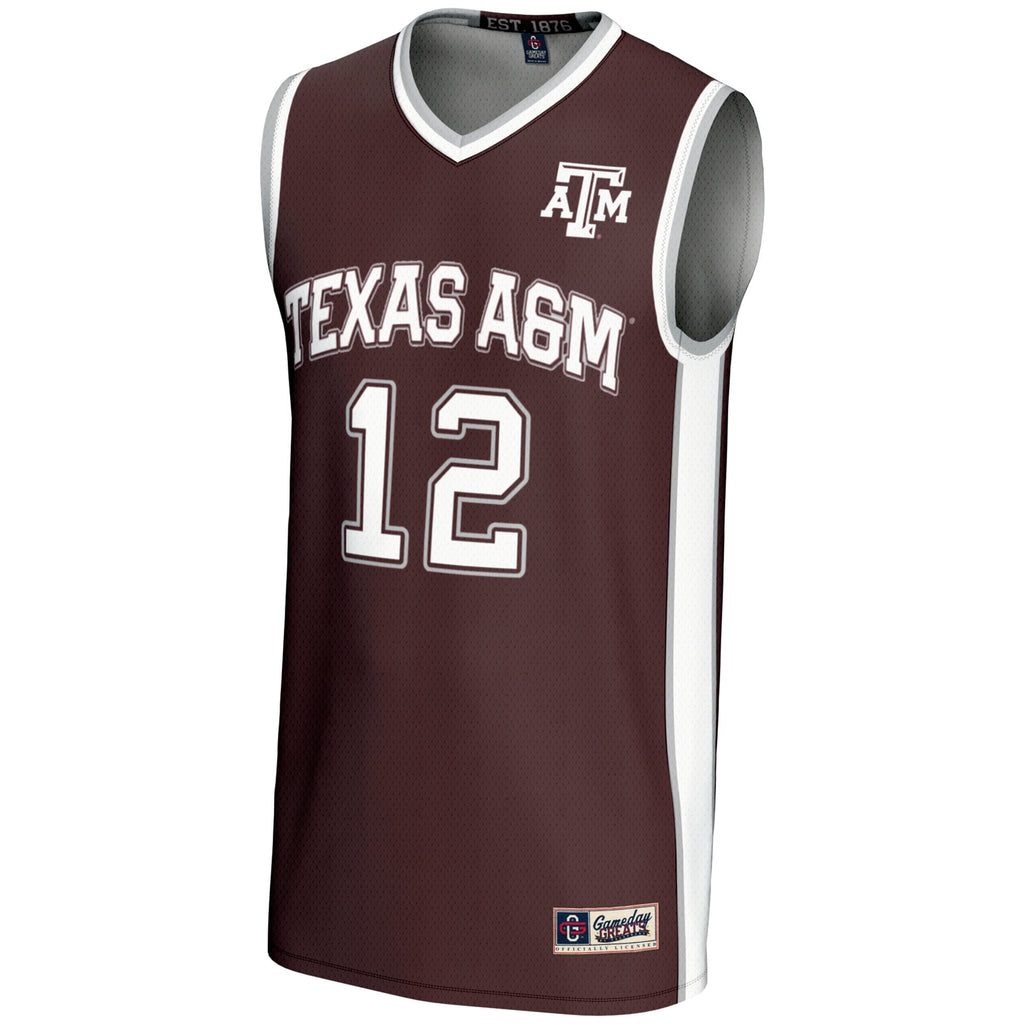 GameDay Greats #12 Maroon Texas A&M Aggies Basketball Lightweight Fashion Jersey