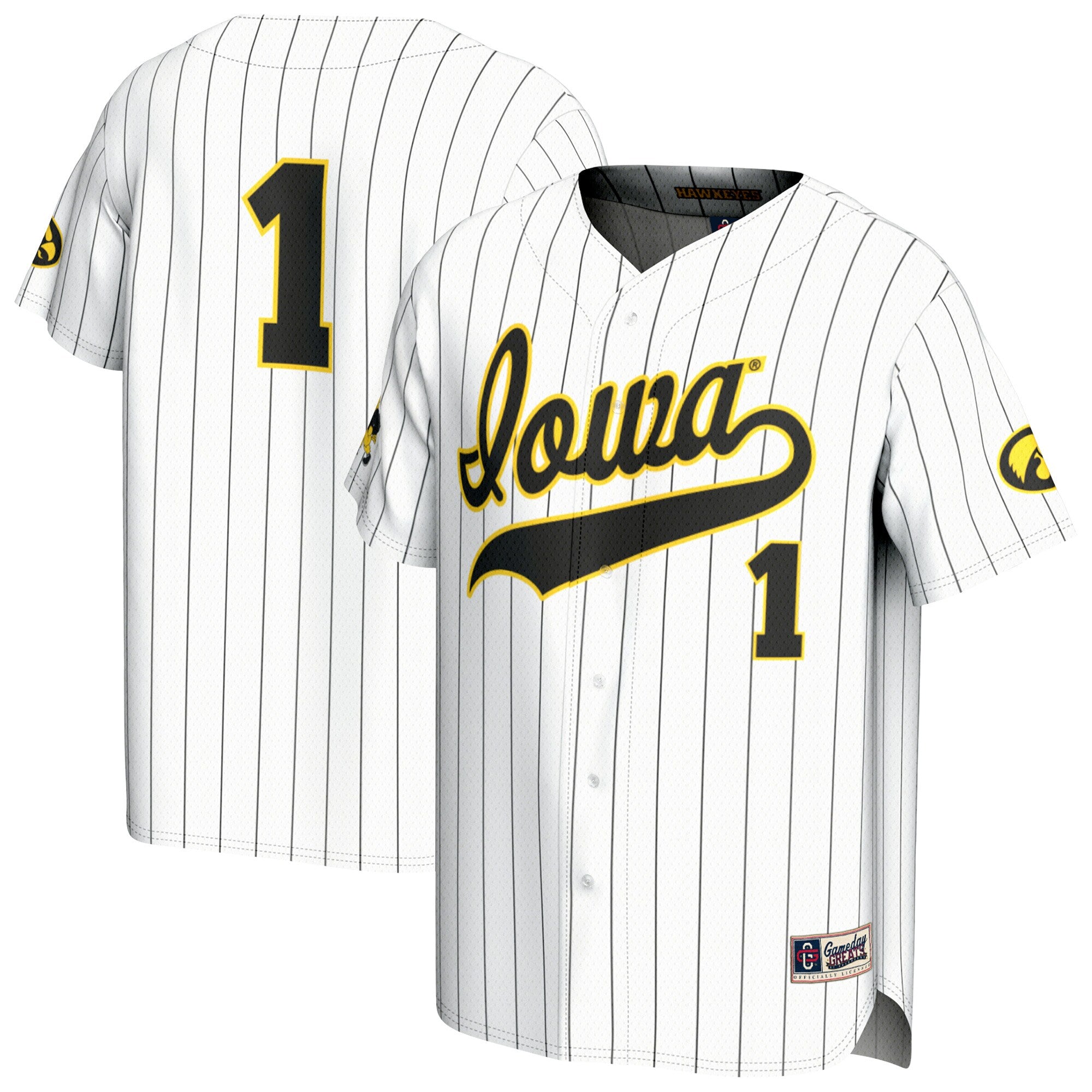 GameDay Greats White Iowa Hawkeyes Lightweight Collegiate Baseball Fashion Jersey