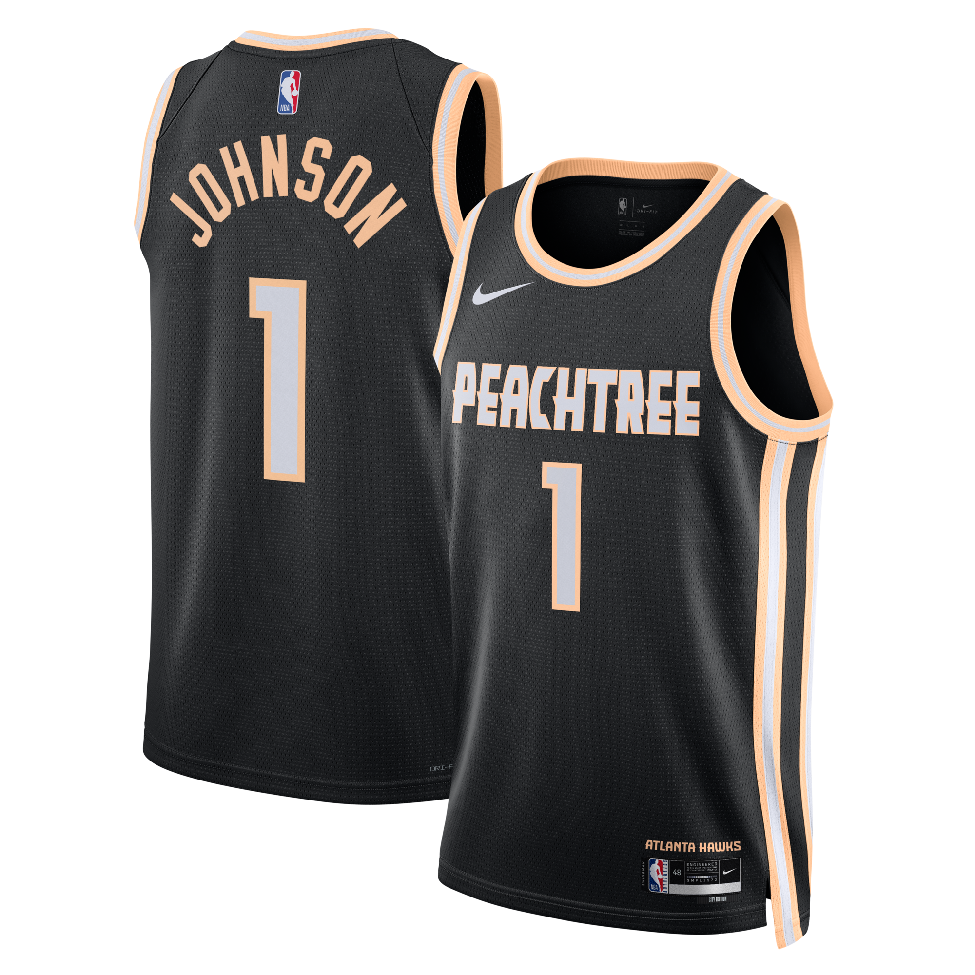 Nike Atlanta Hawks 2025/26 Nike City Edition Swingman Jersey - Black - Jalen Johnson