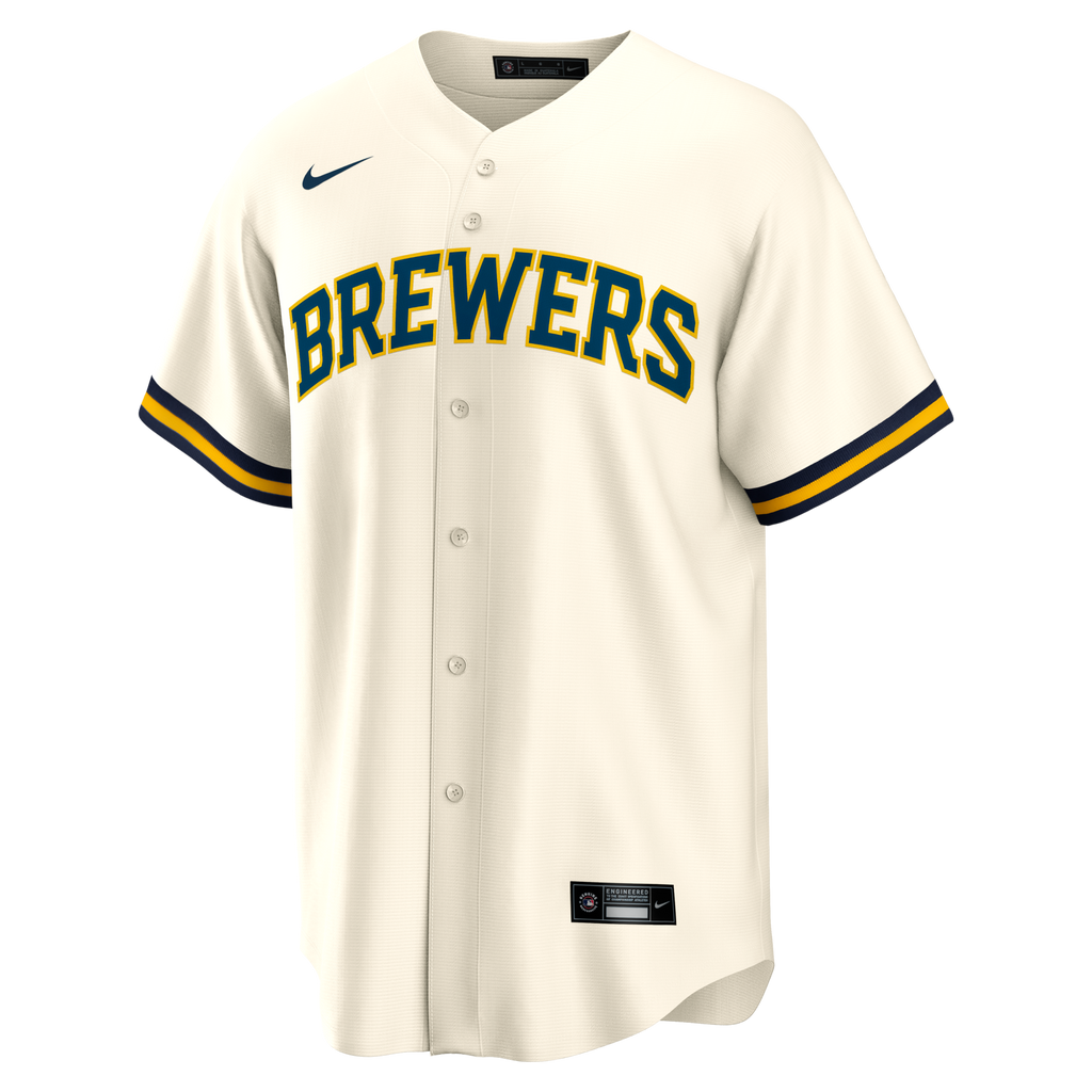 Milwaukee Brewers Bob Uecker Nike Cream Home Retired Player Replica Jersey
