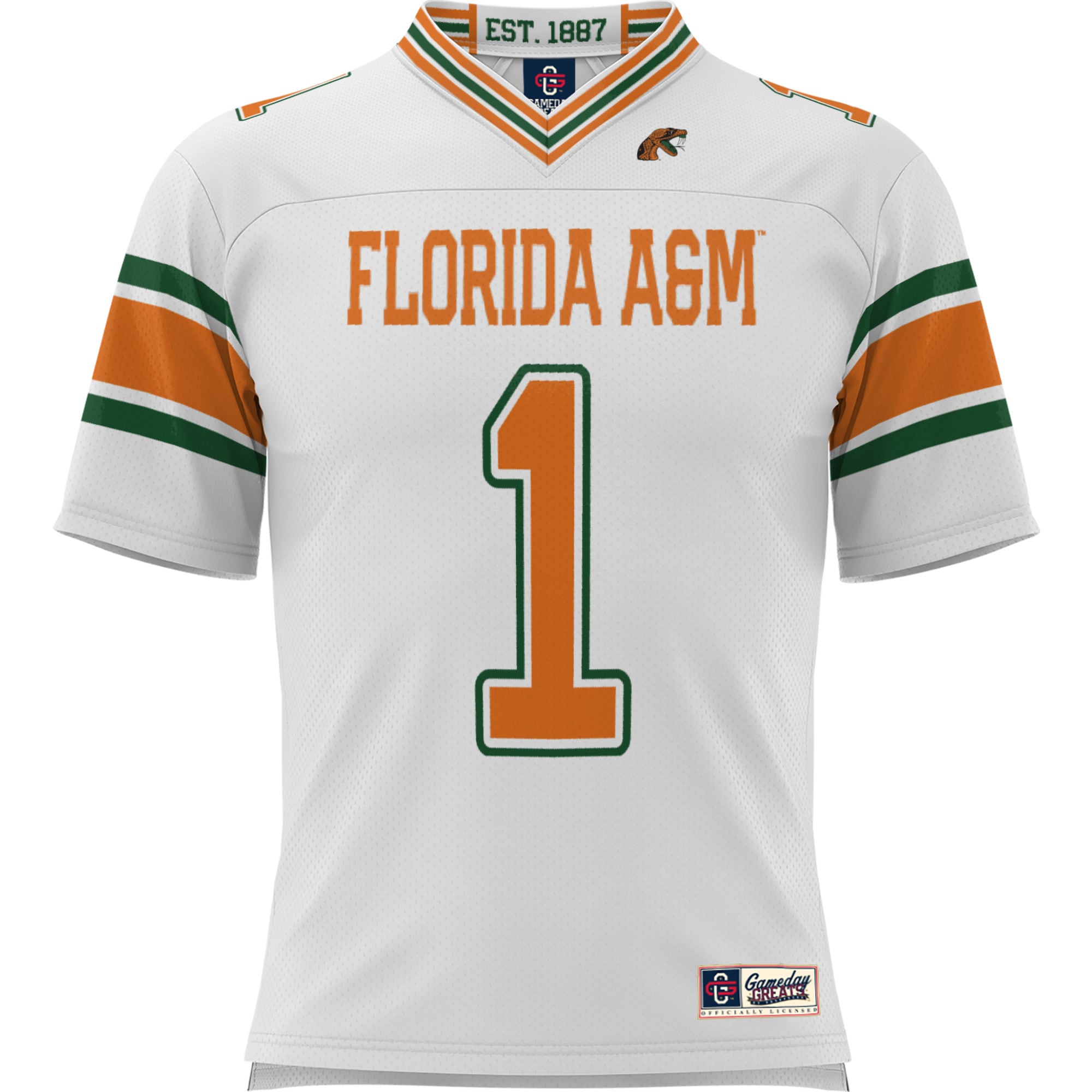 GameDay Greats #1 White Florida A&M Rattlers Football Jersey