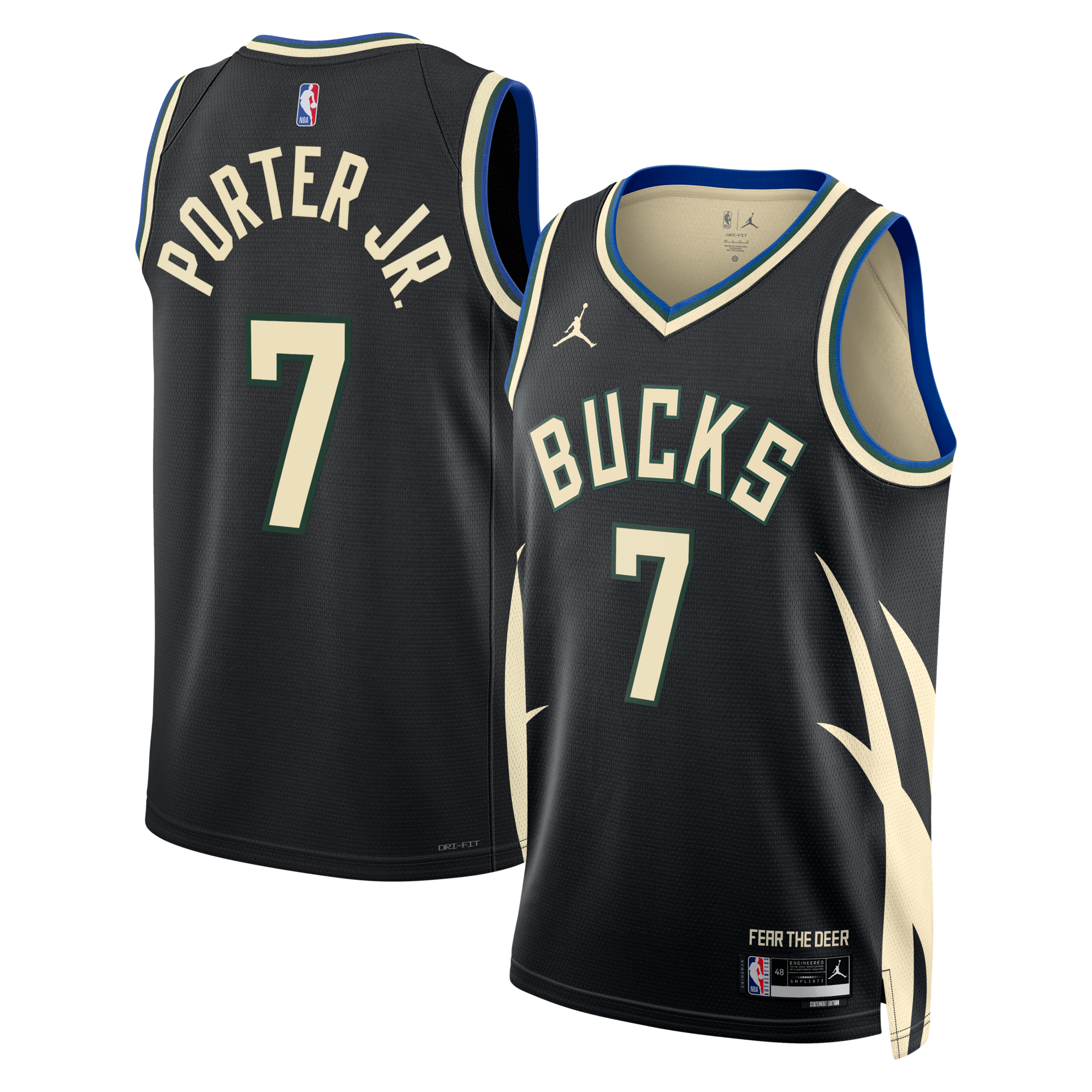 Milwaukee Bucks Jordan Brand Statement Edition Swingman Jersey - Hunter Green - Kevin Porter Jr.