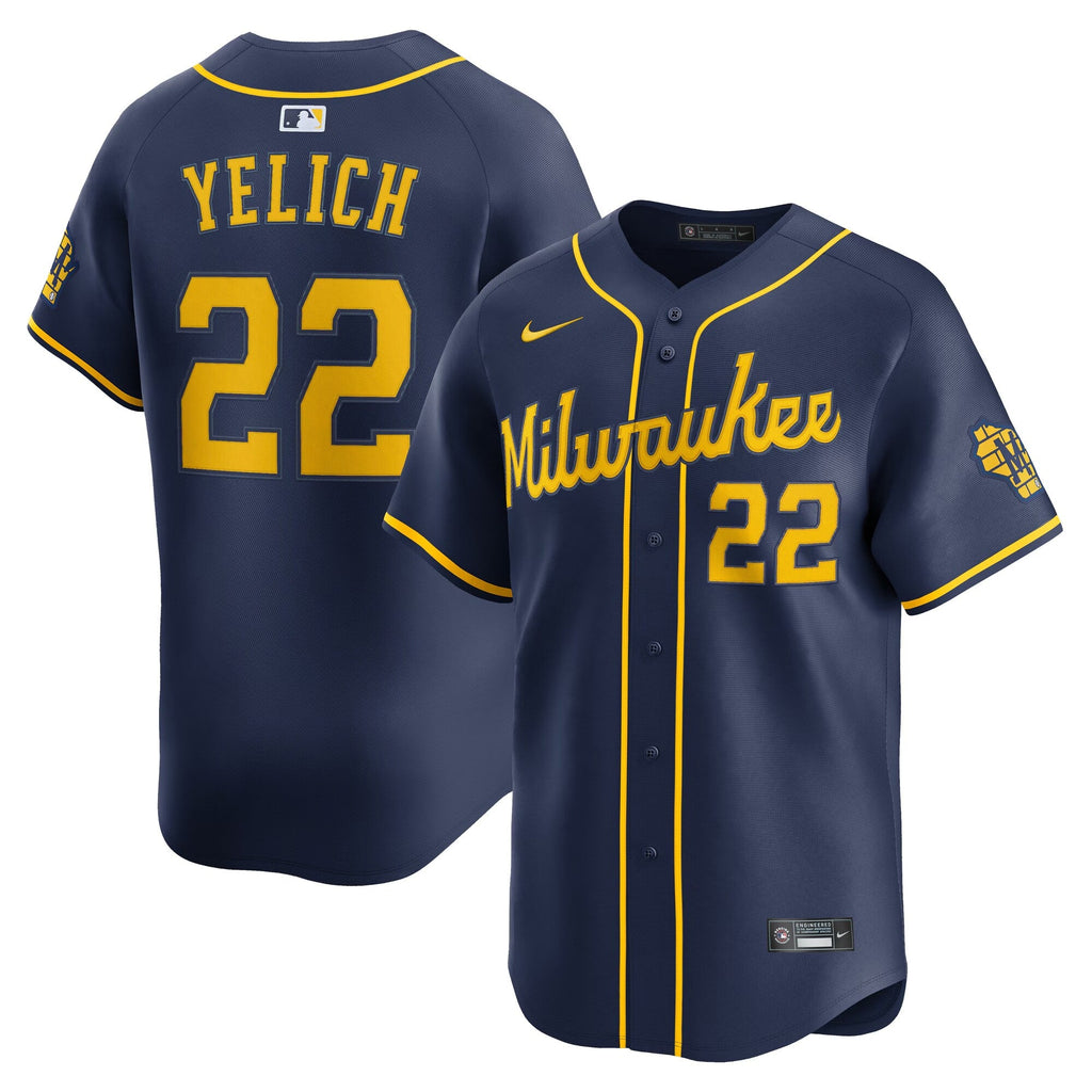 Milwaukee Brewers Christian Yelich Nike Navy Alternate Limited Jersey