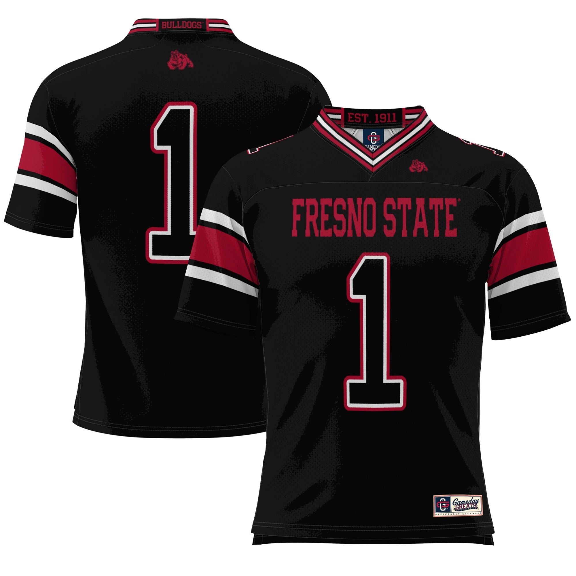 GameDay Greats #1 Black Fresno State Bulldogs Endzone Football Jersey
