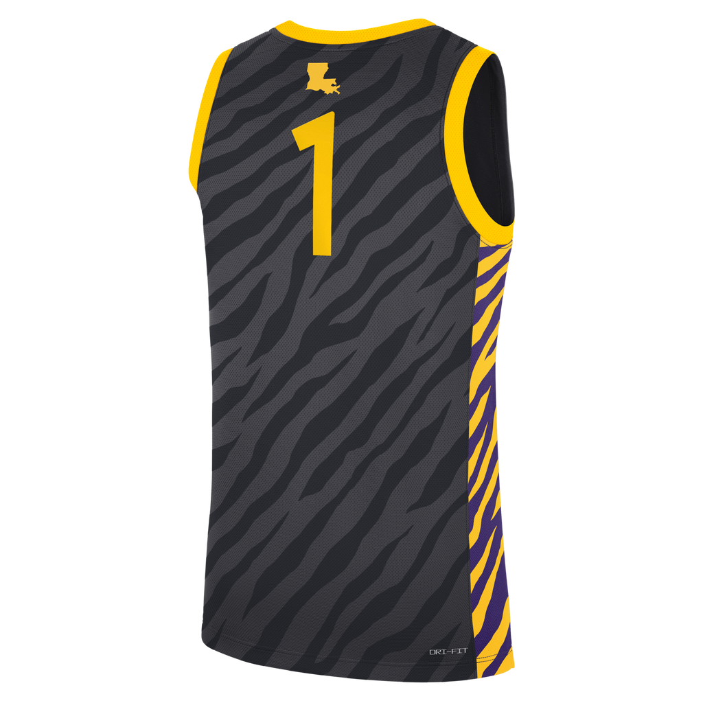 Nike #1 Anthracite LSU Tigers Replica Basketball Jersey